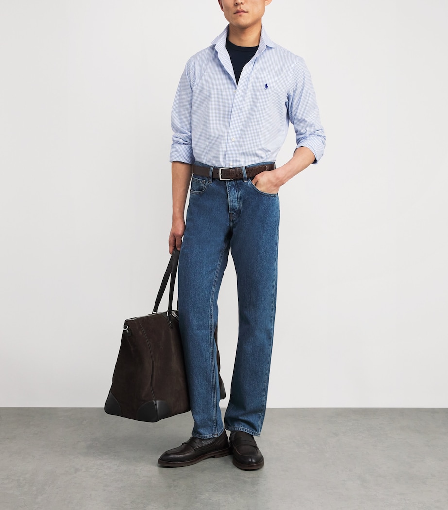 Cotton Poplin Check Shirt WHITE BLUE Image 2