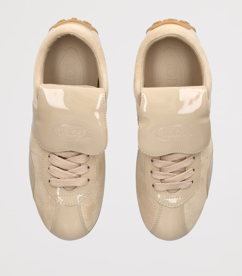 Tod's Patent Leather-Suede T-Marathon Sneakers Camel Image 4