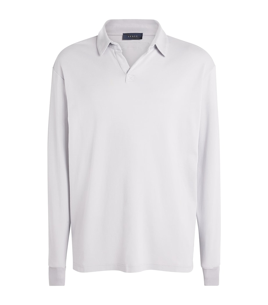 Sease Mens Supima Cotton Jersey Polo Shirt Pearl Grey Image 1