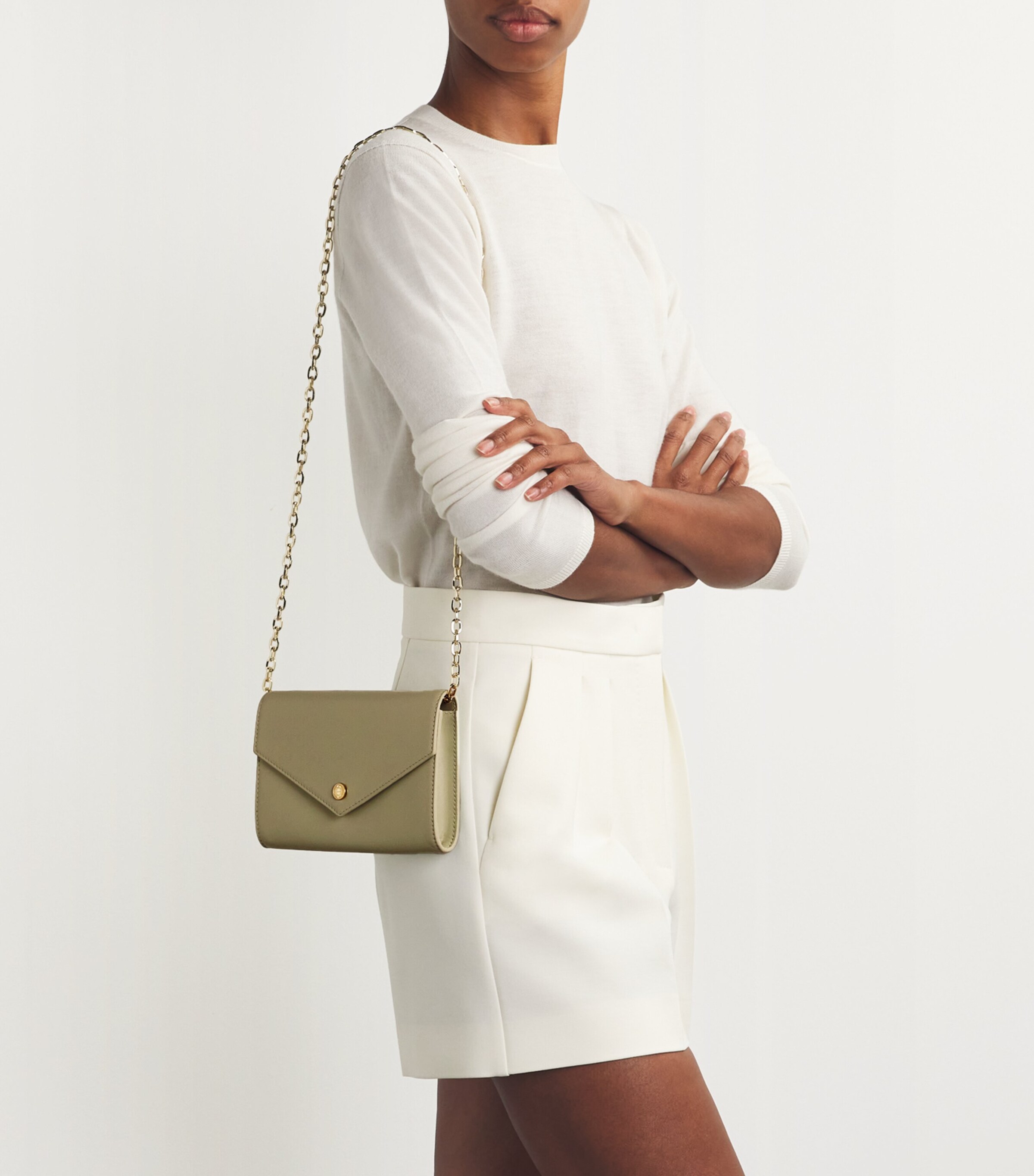 Leather Chain Wallet OLIVE Image 2