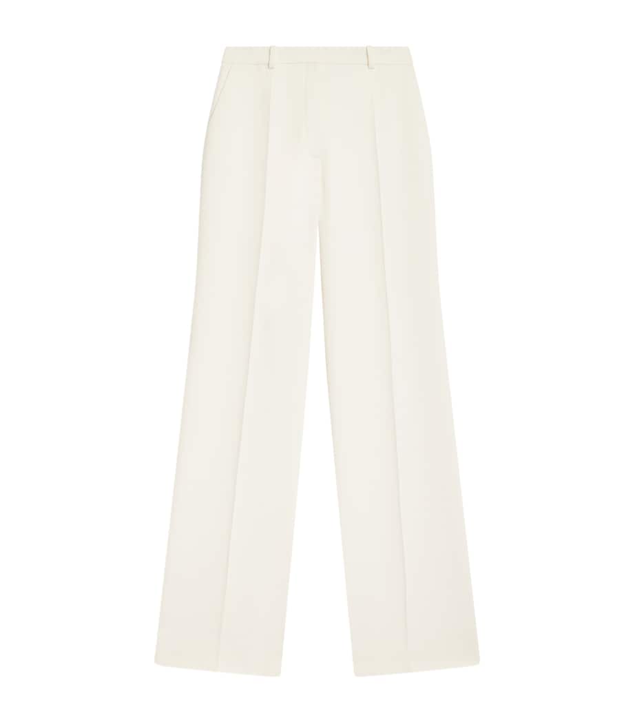 Schiaparelli Womens Virgin Wool Boyfit Trousers Ecru Image 1