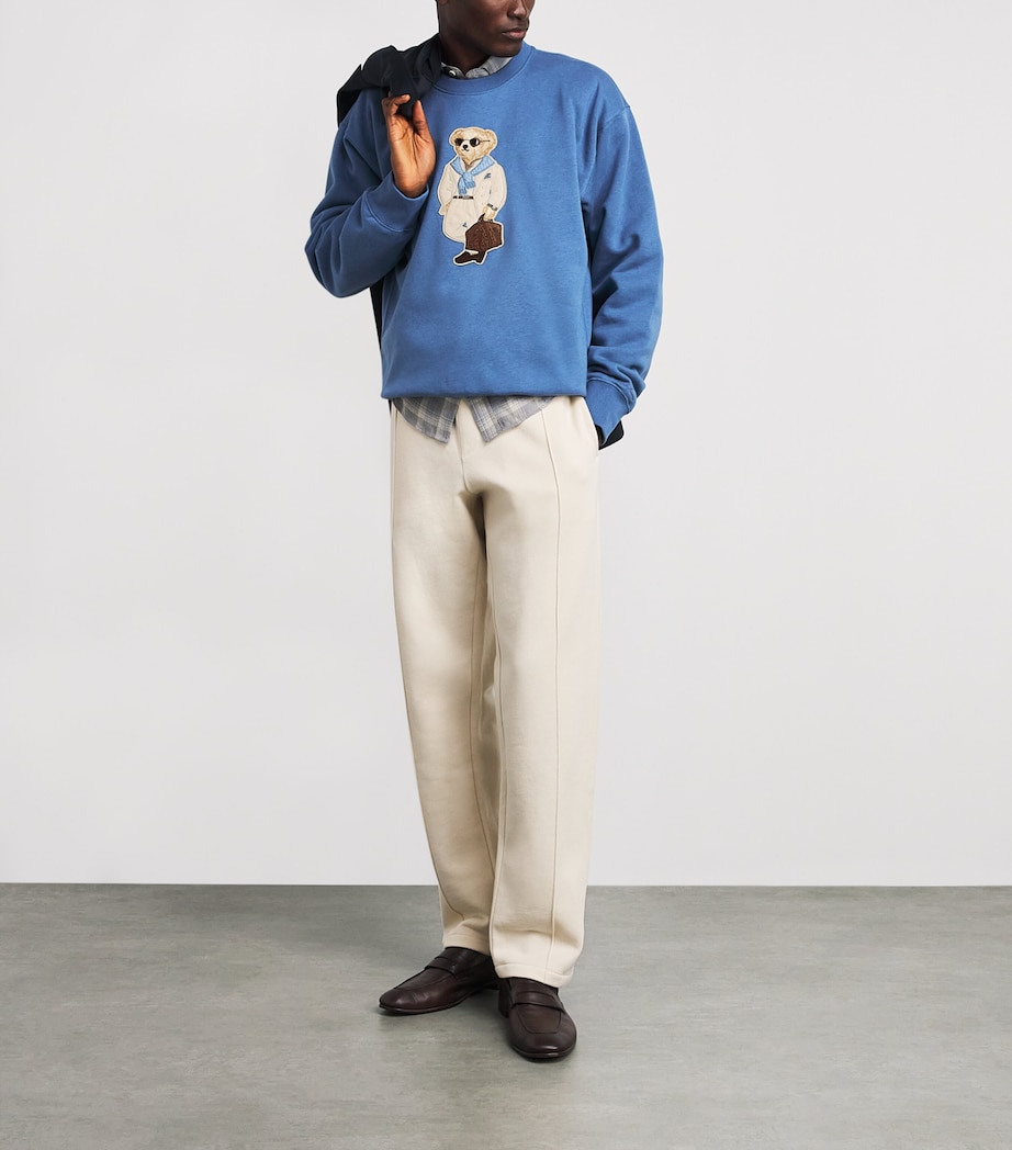 Ralph Lauren Purple Label Mens Cotton-Cashmere Polo Bear Sweatshirt Blue Horizon Image 2
