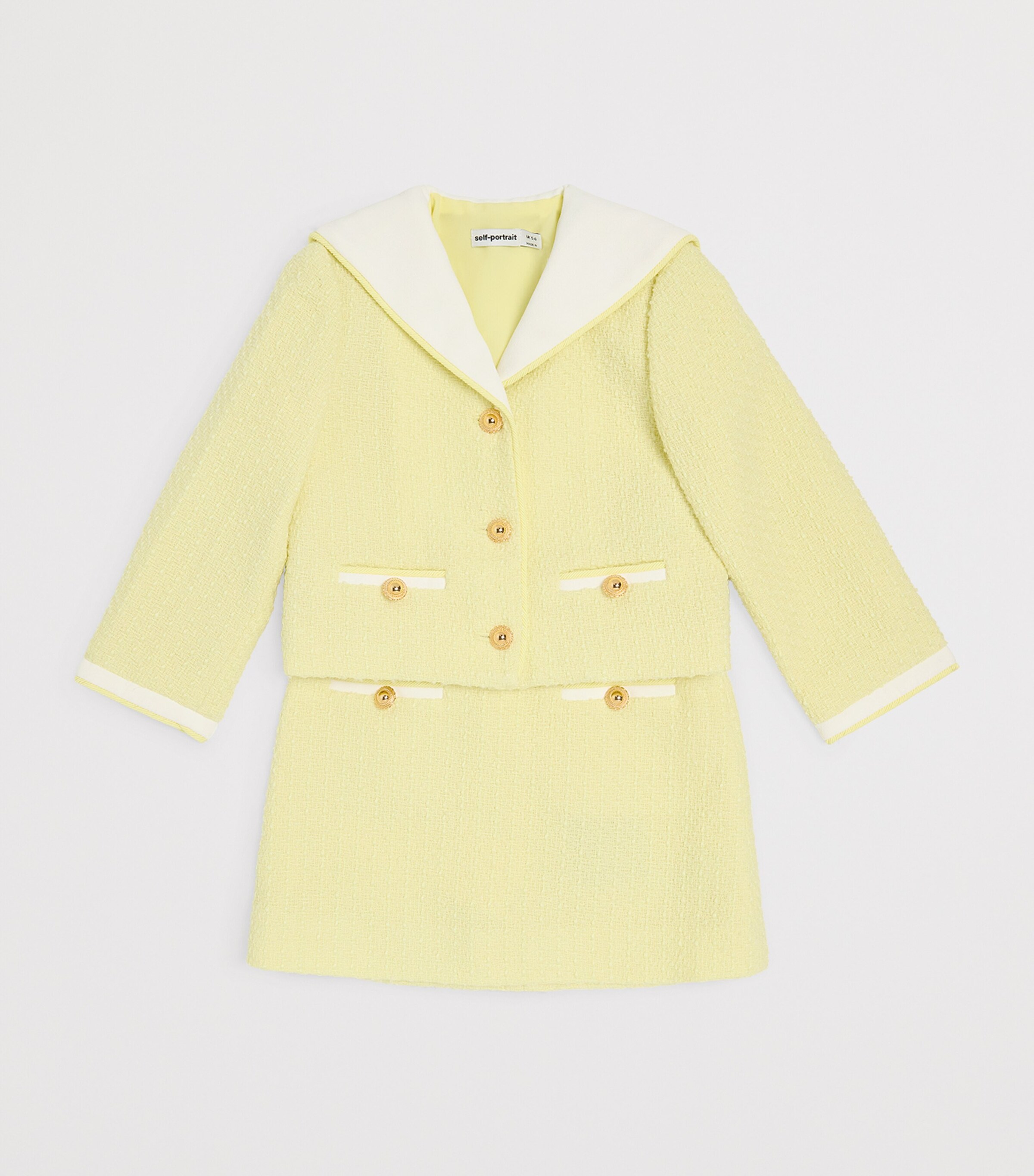 Self-Portrait Kids Bouclé Jacket (3-12 Years) Yellow Image 3