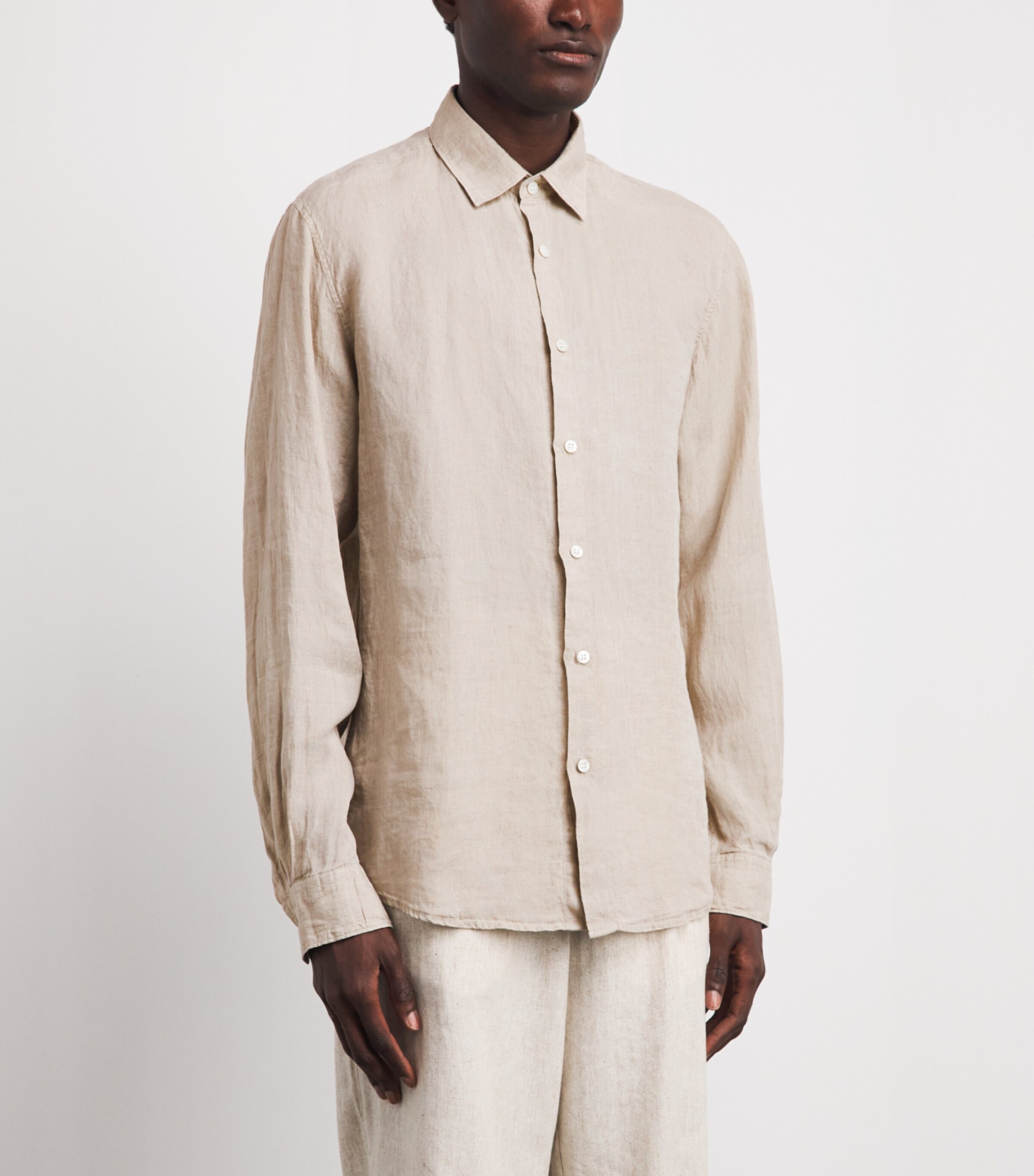 Sunspel Mens Linen Shirt Brgt Hazelwood Image 4
