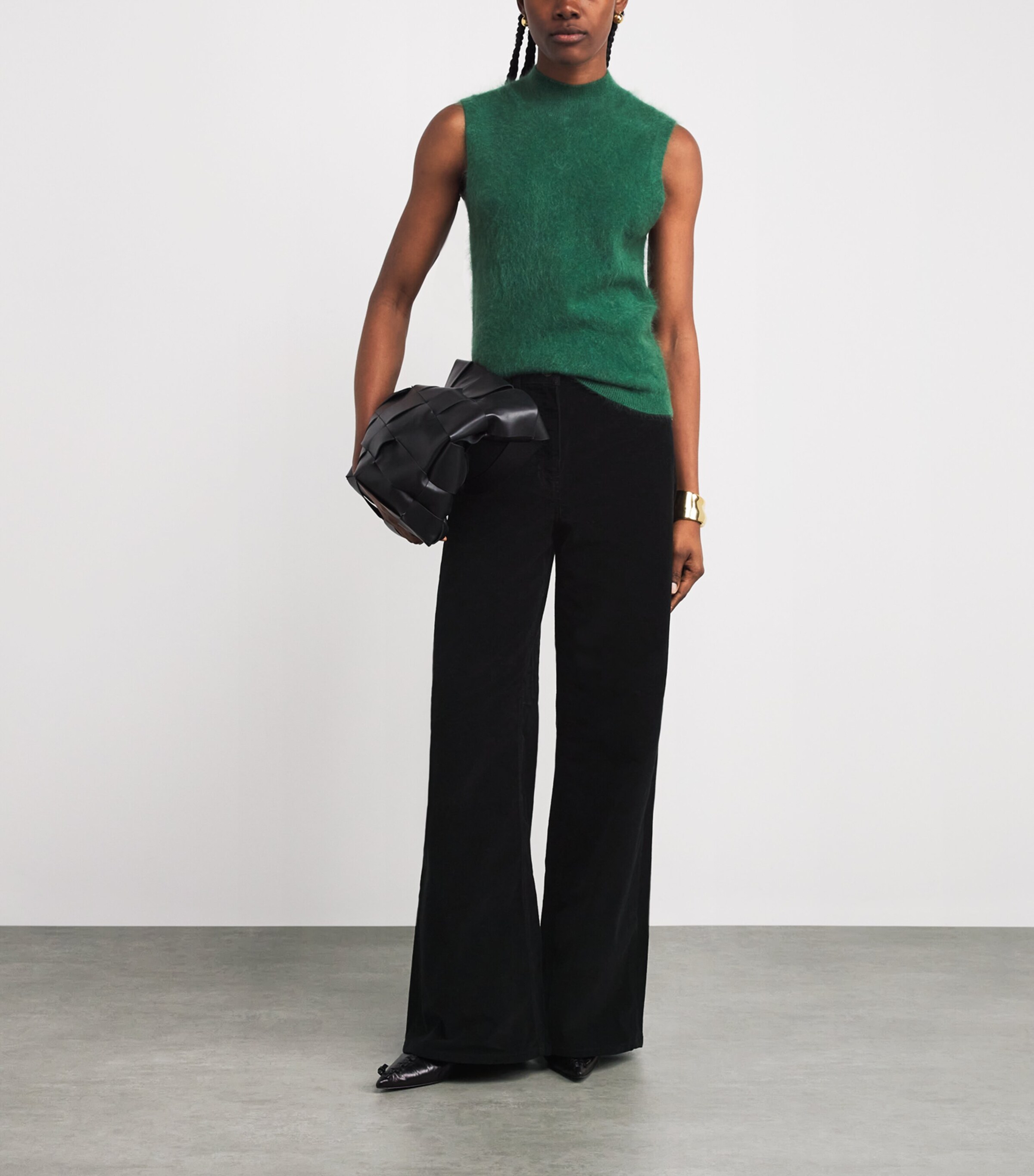 ME+EM Womens Corduroy Ultimate Wide-Leg Jeans Black Image 2