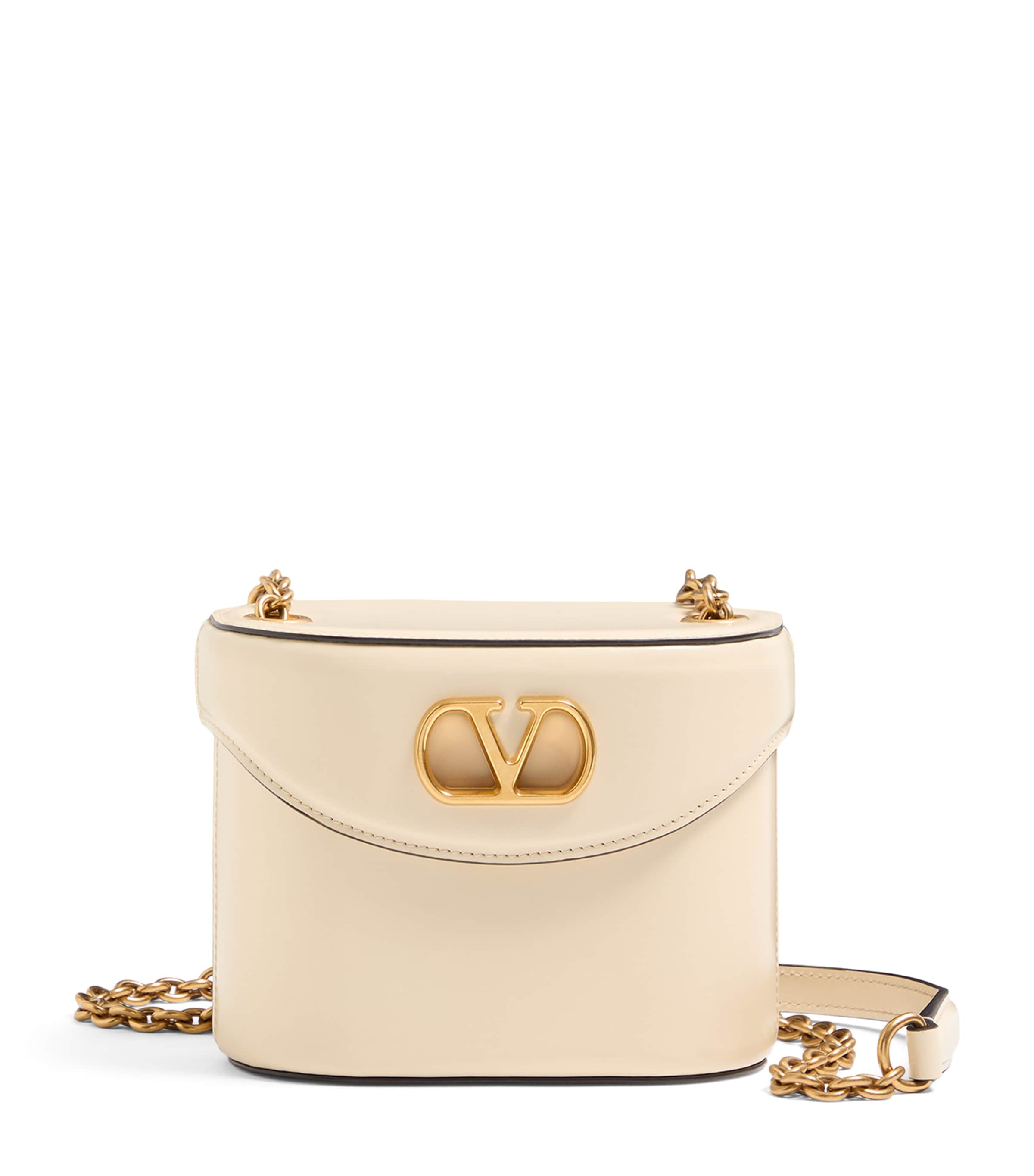 Valentino Borsa A Secchiello Vlogo Signature In Pelle Avorio  Donna In White
