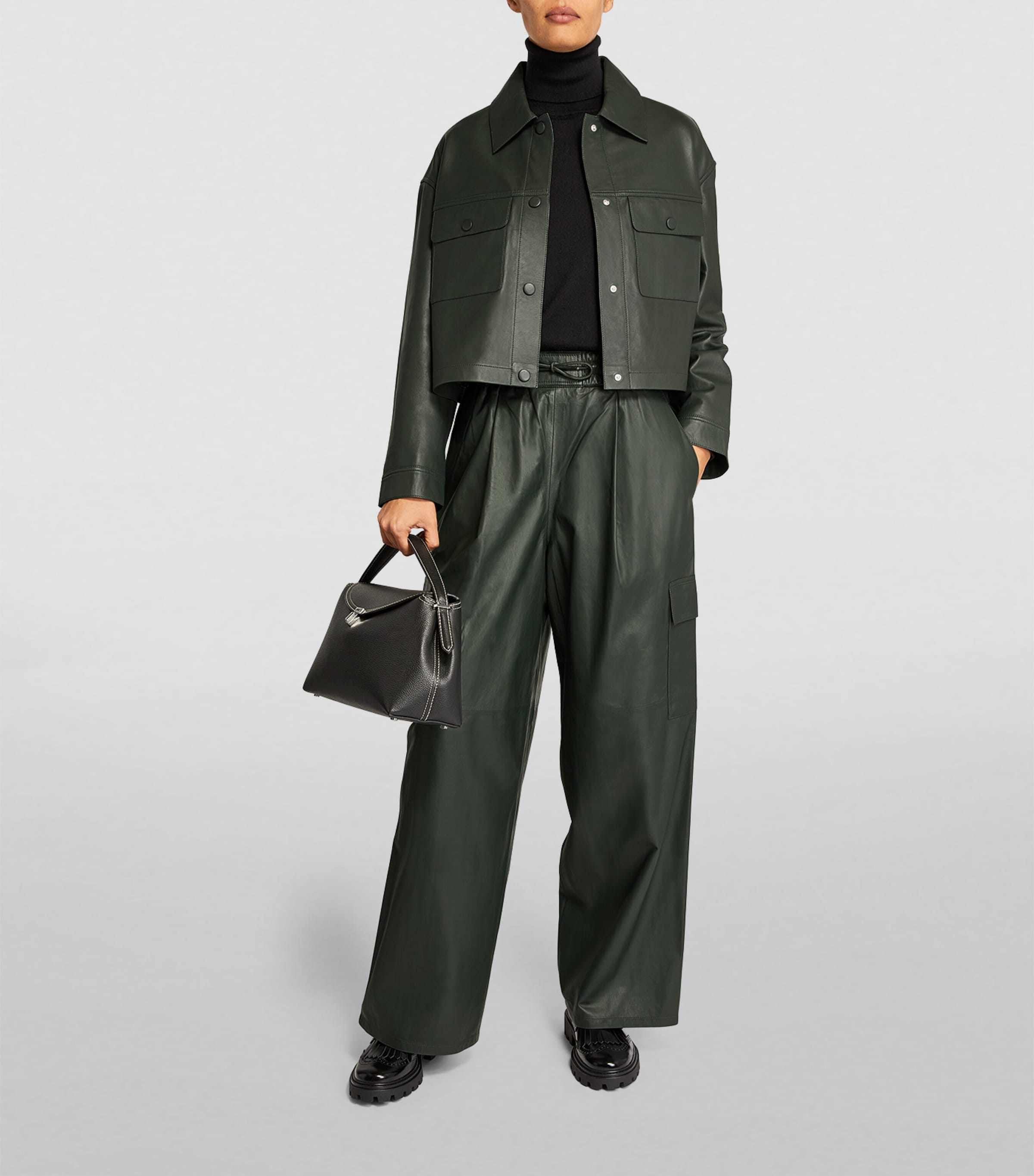 Leather Cargo Trousers A8010 Image 2