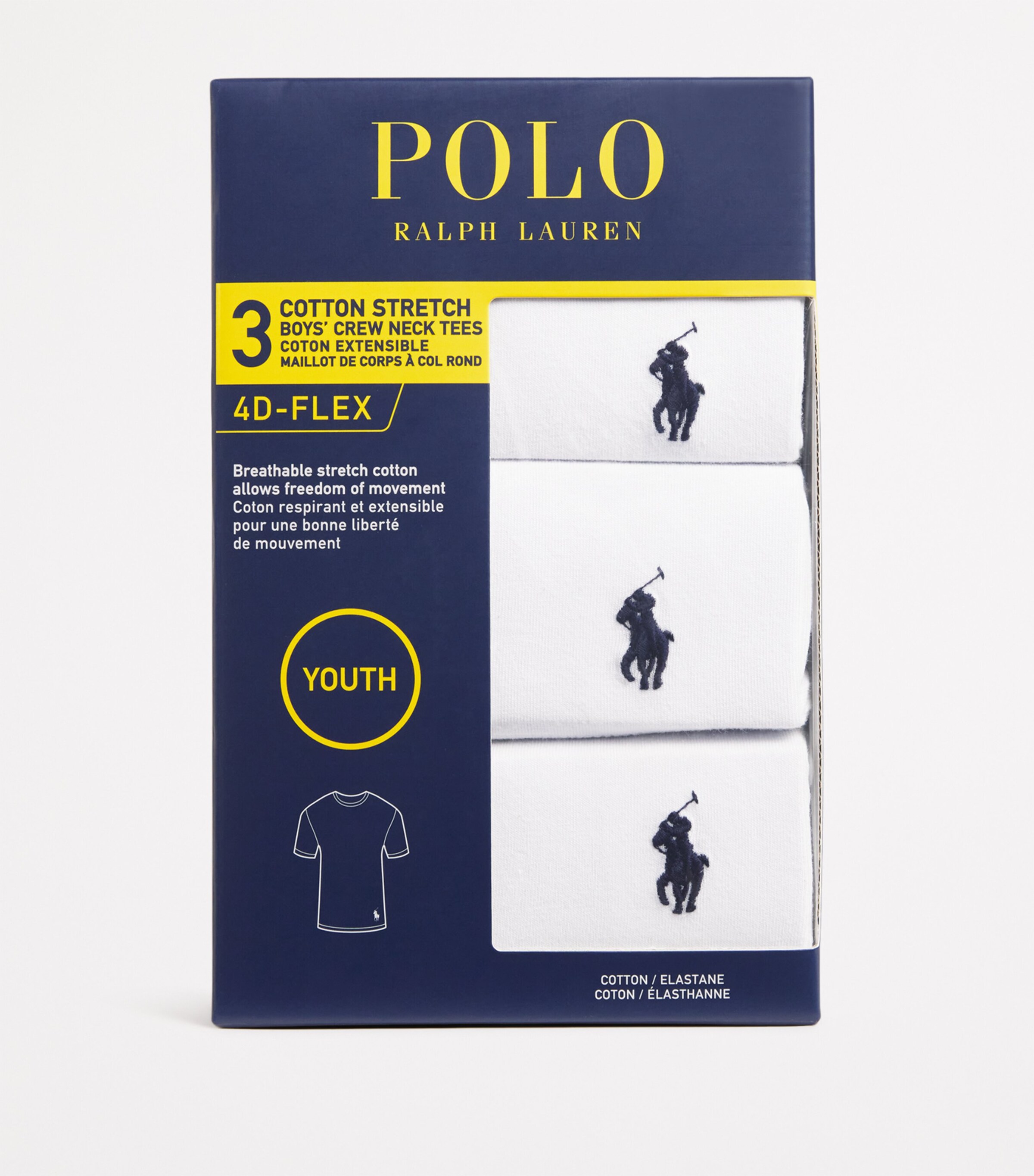 Ralph Lauren Kids Set of 3 Stretch-Cotton Pony Logo T-Shirt (6-12 Years) White Image 3