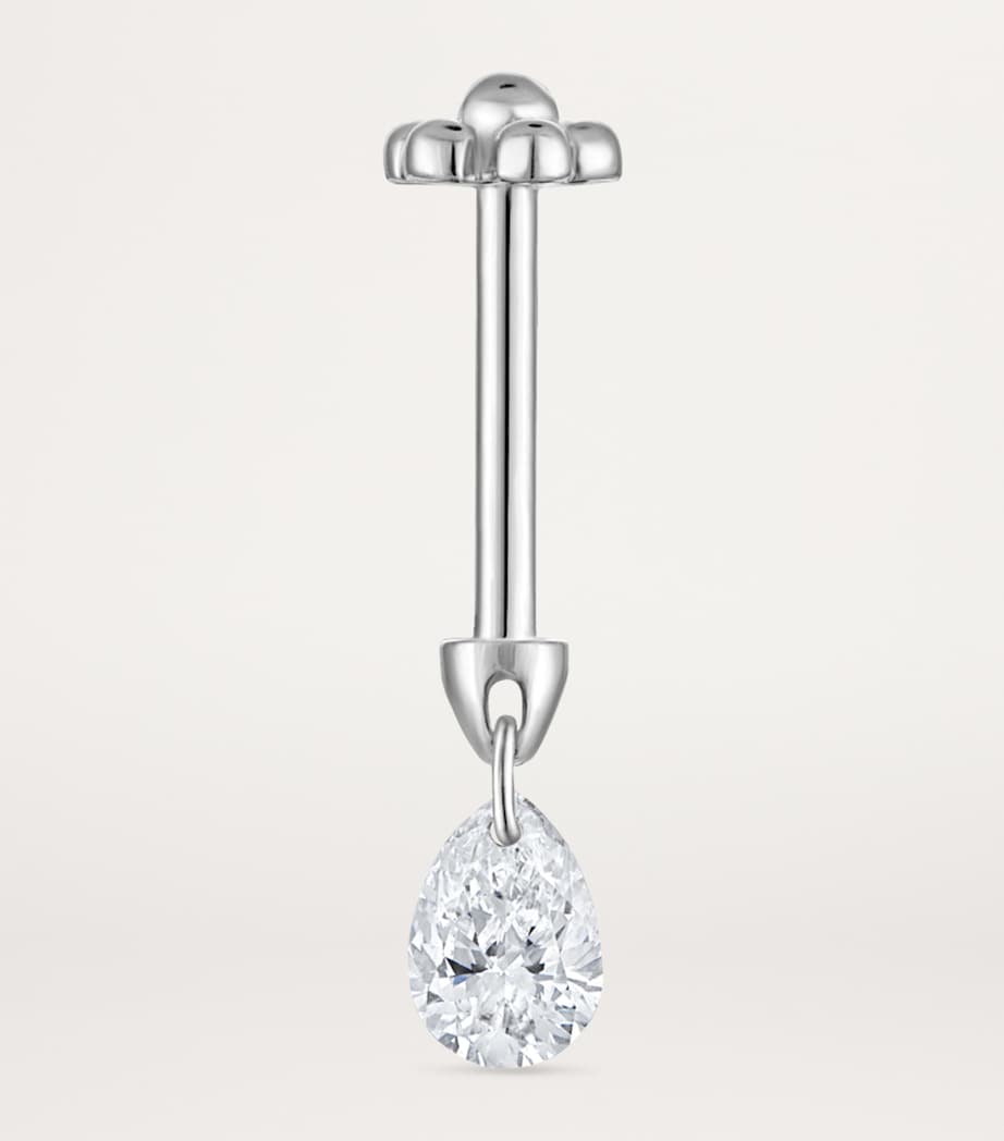 White Gold Floating Pear Diamond Charm Threaded Stud Earring (4mm) WHITE GOLD Image 4