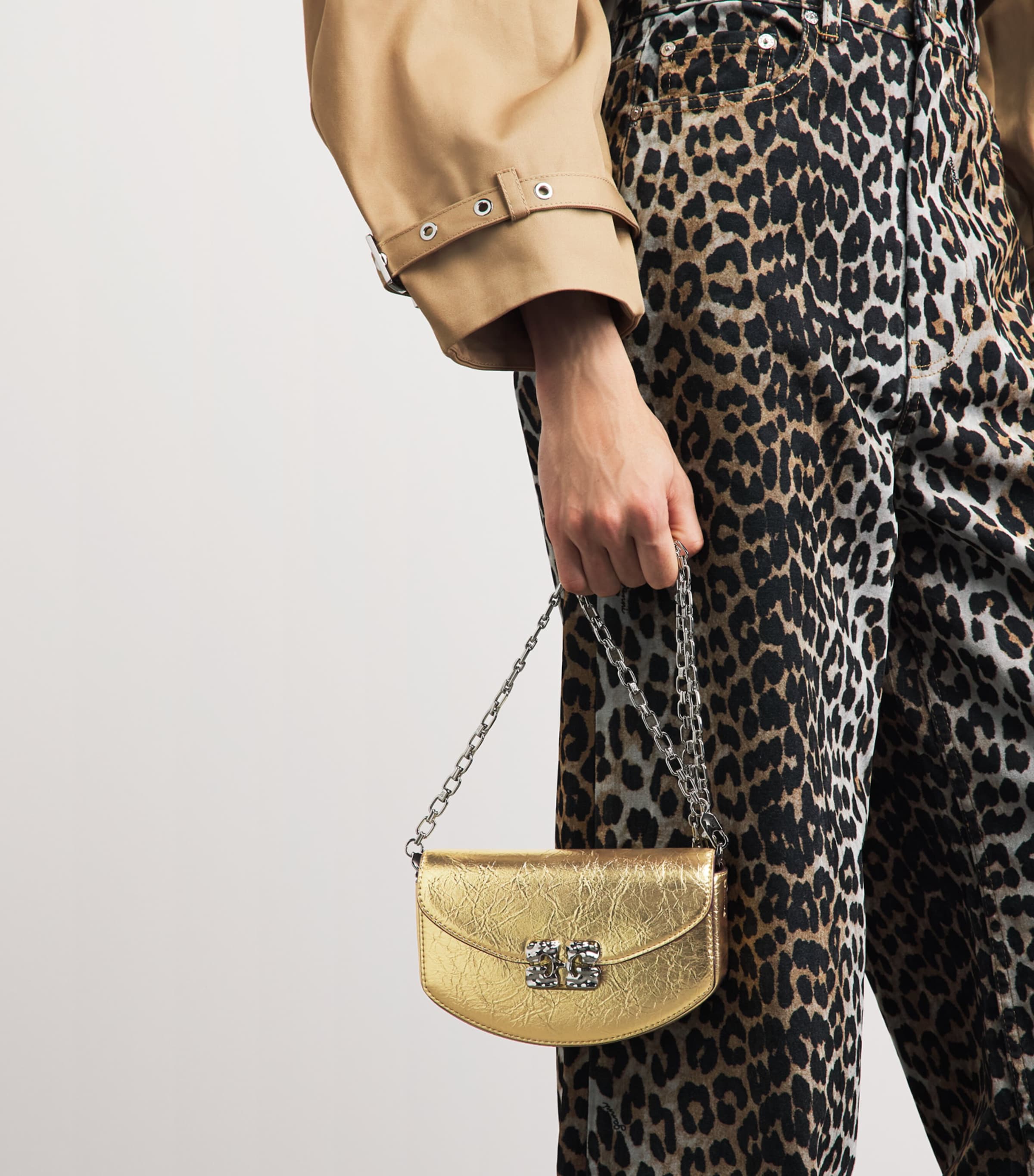 GANNI Metallic Lulu Cross-Body Bag Gold Image 2