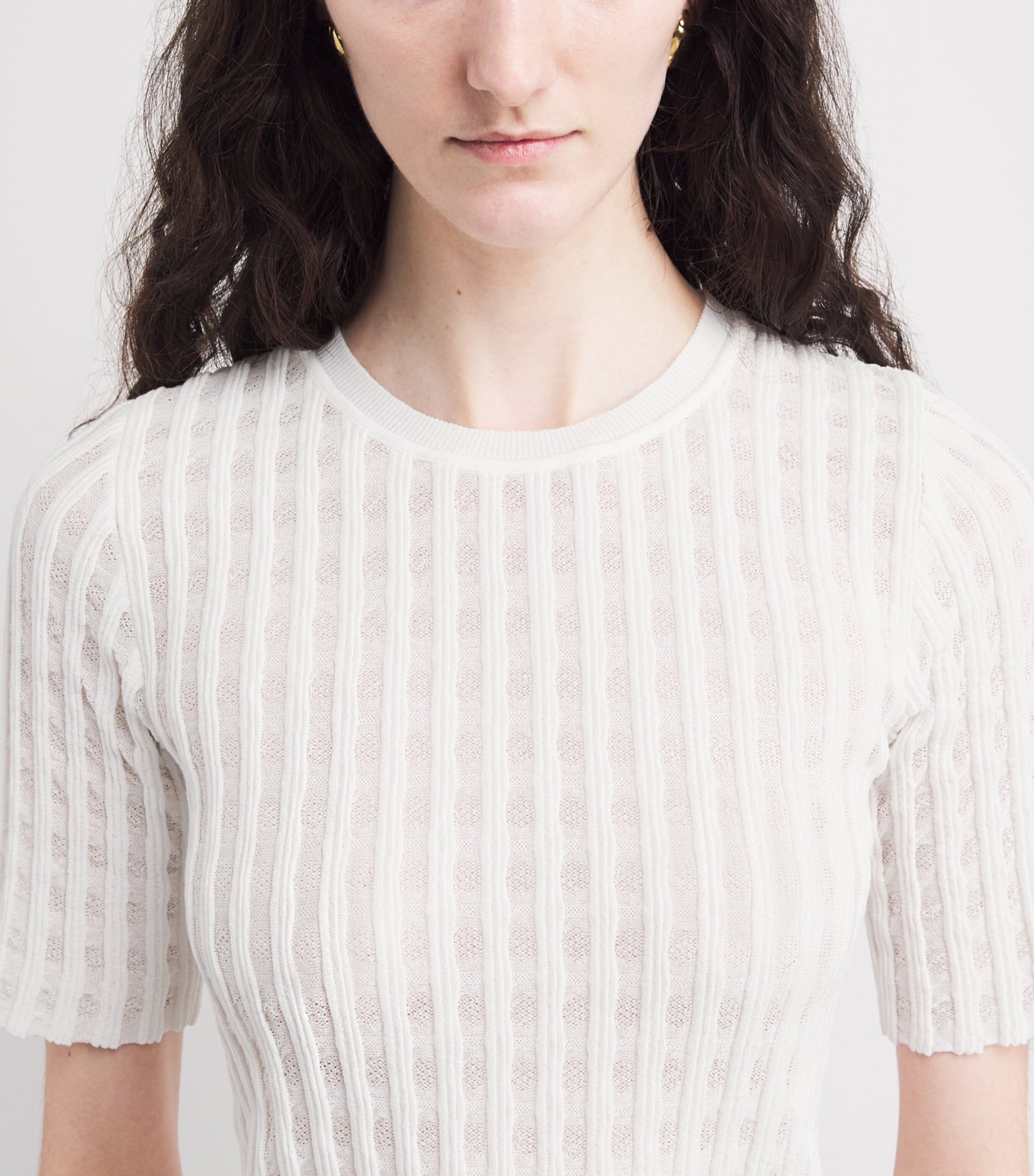 VALENTI Womens Organic Cotton-Blend Knit Ibiza T-Shirt White Image 3