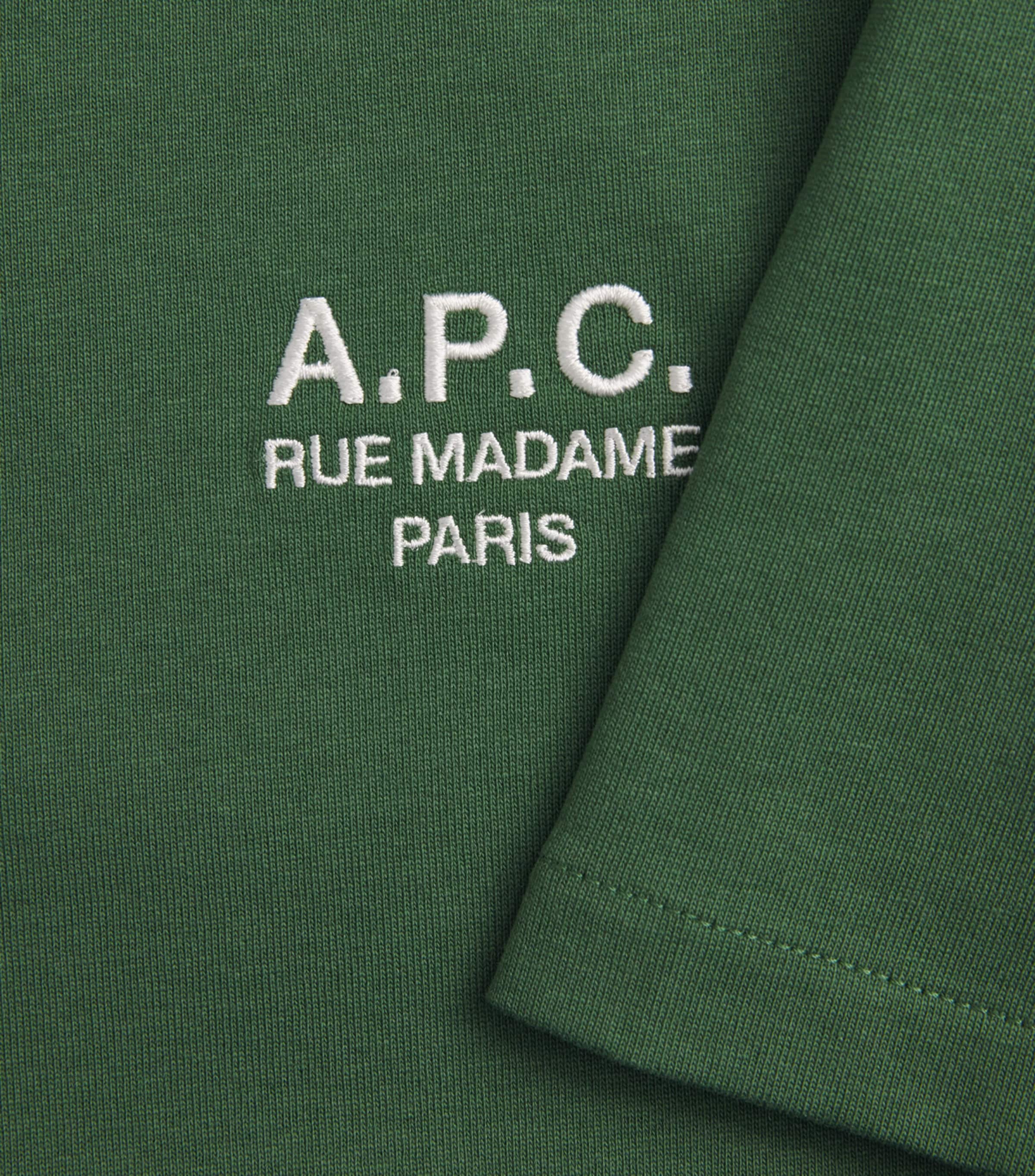 A.P.C. Mens Organic Cotton Rue Madame Logo T-Shirt Vert Fonce/blanc Image 6