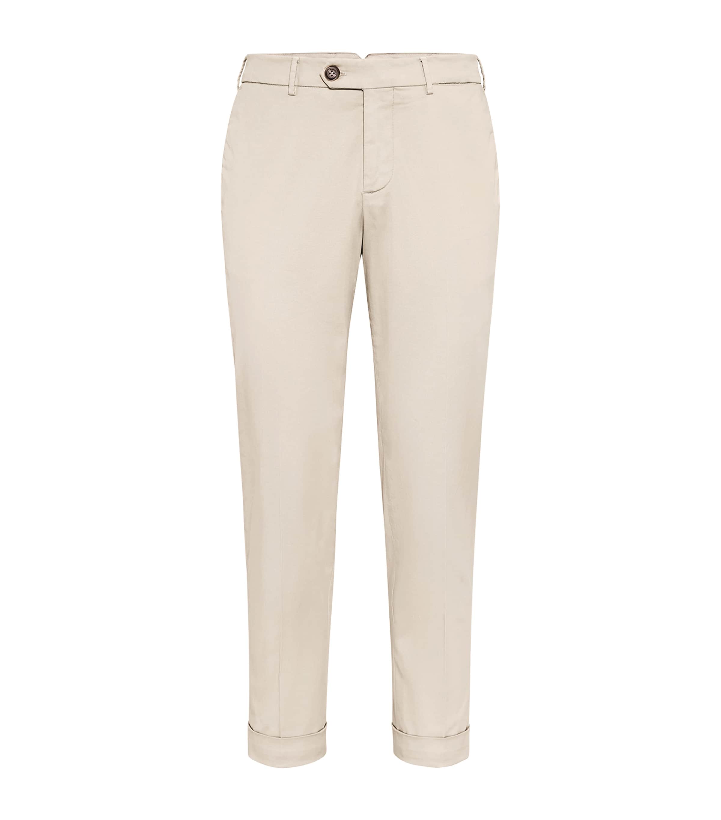 Brunello Cucinelli Stretch-cotton Garment-dyed Trousers In Neutral