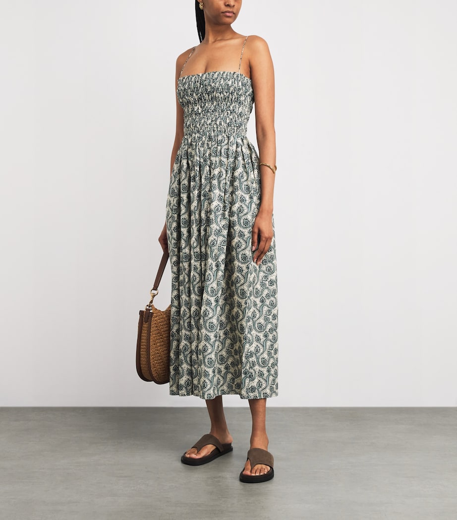 Cotton Shirred Maxi Dress VINE Image 2