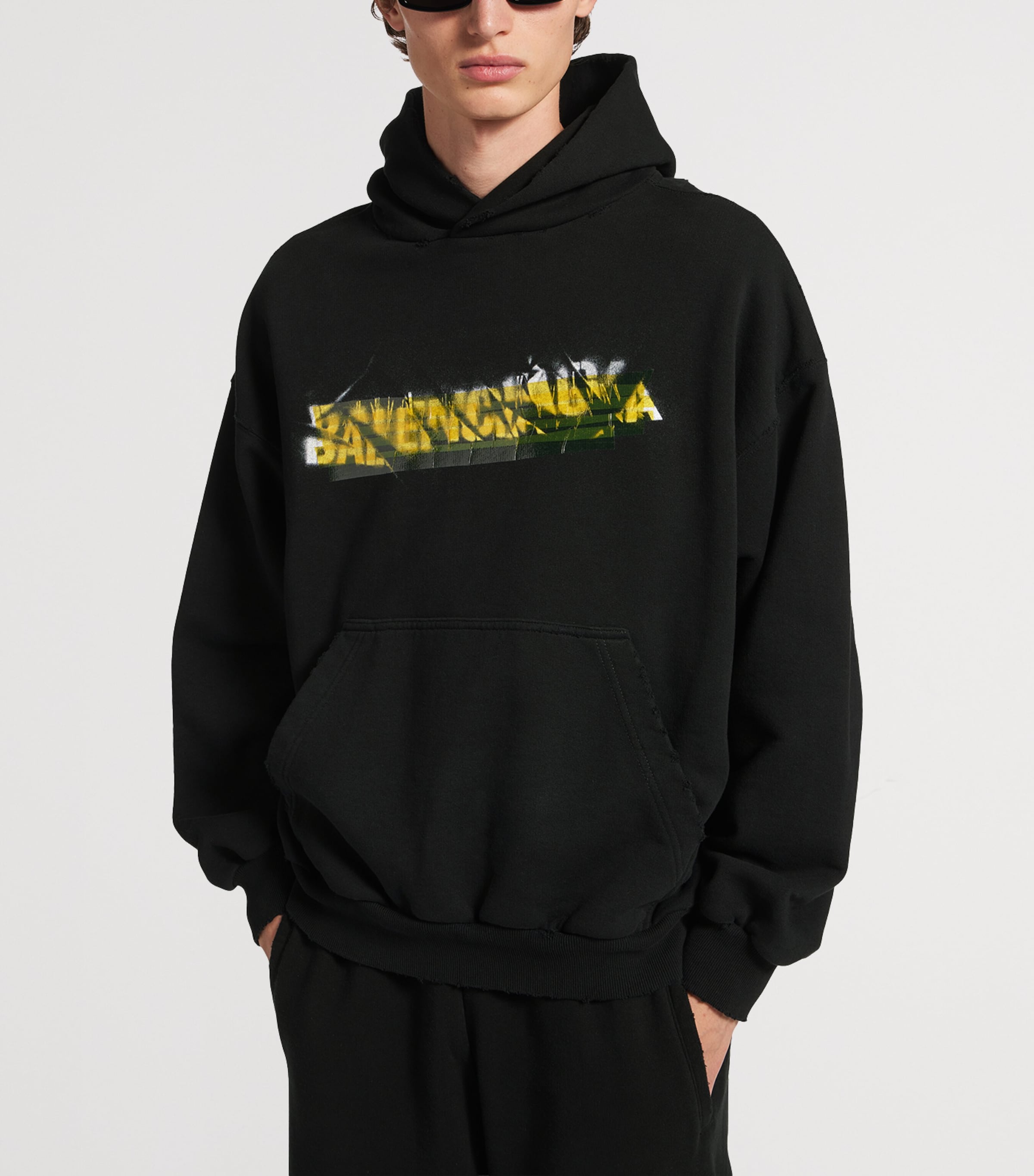 Balenciaga Mens Cotton Messy Spray Hoodie Image 5