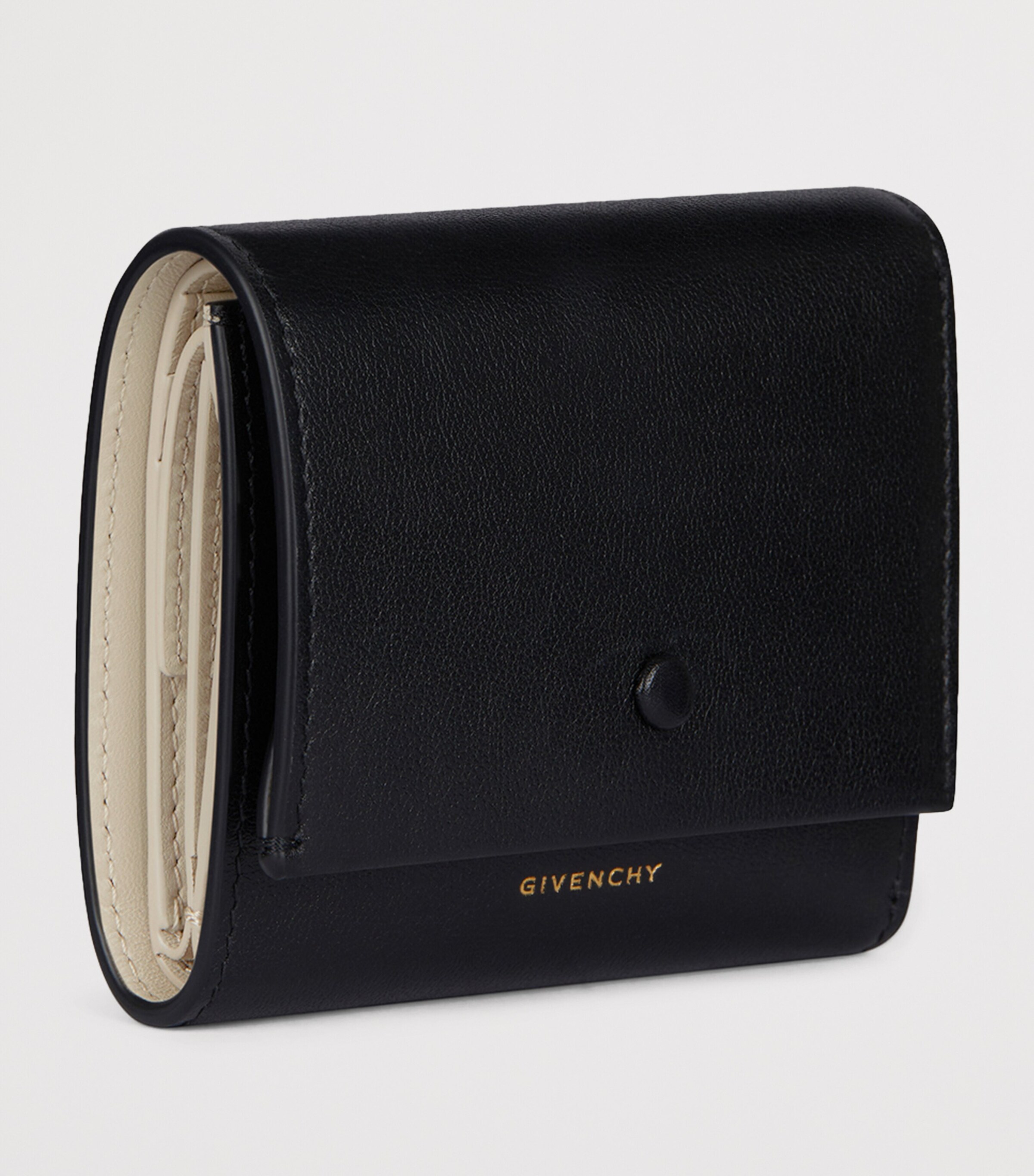 Leather Mini Day Trifold Wallet BLACK Image 3