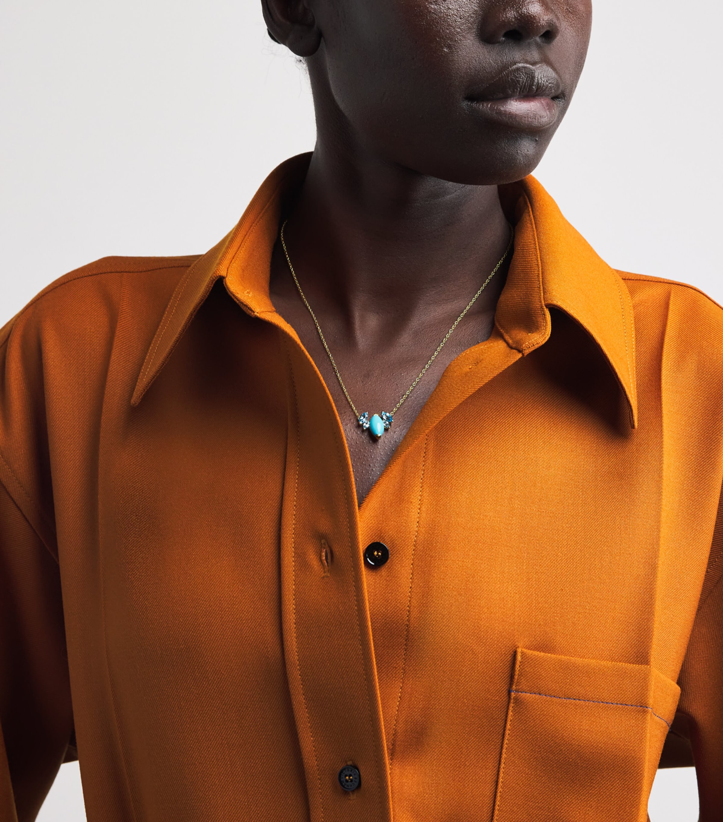 Yellow Gold, Topaz and Turquoise Batik Necklace YELLOW GOLD Image 2