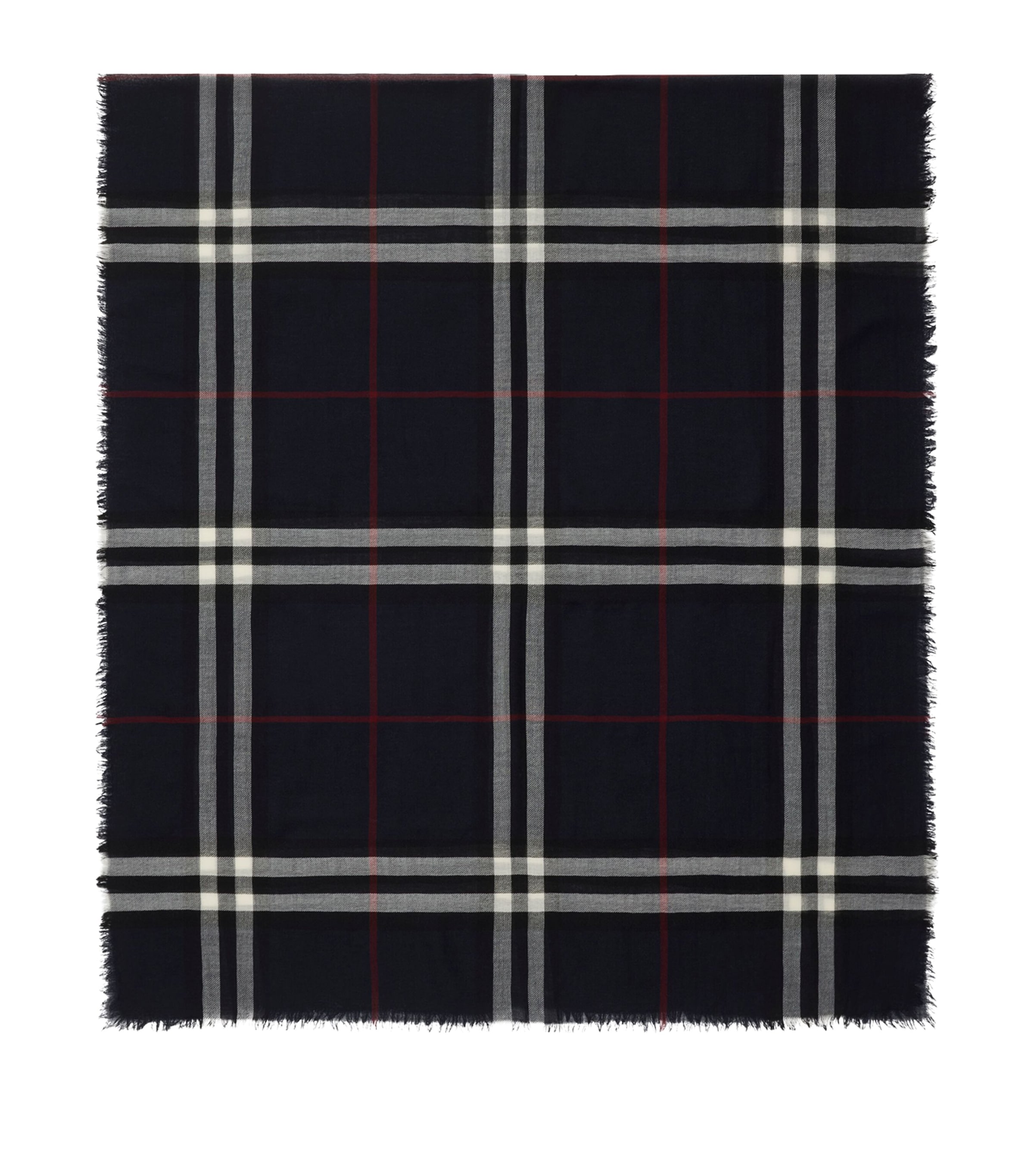 Burberry Giant Check Lightweight Wool Scarf In Blue
