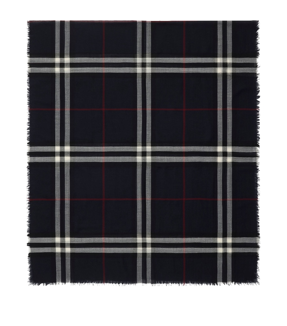 Wool Wide Check Scarf INK BLUE Image 1
