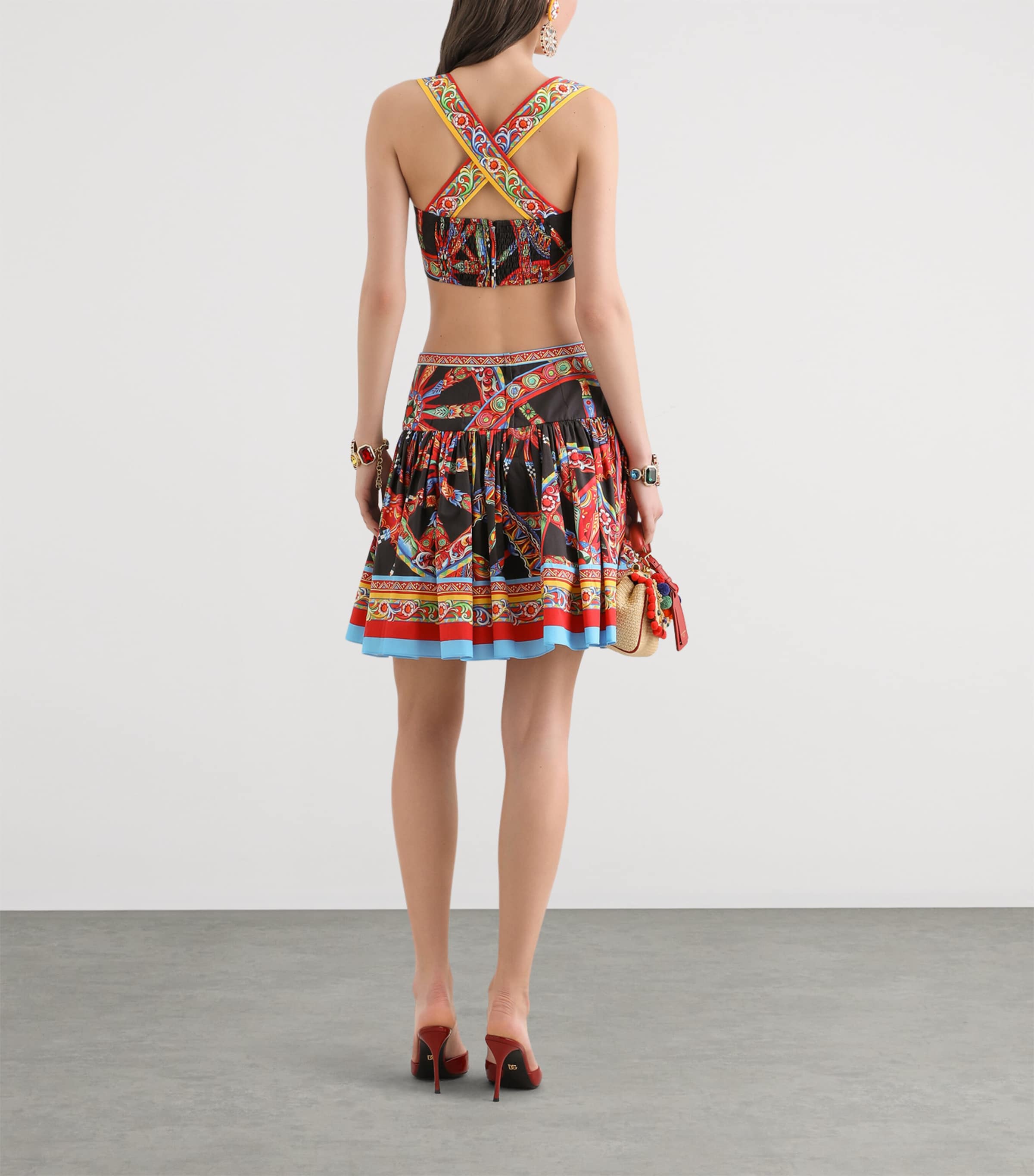 Dolce&Gabbana Womens Carretto Print Crop Top Combined Colou Image 2