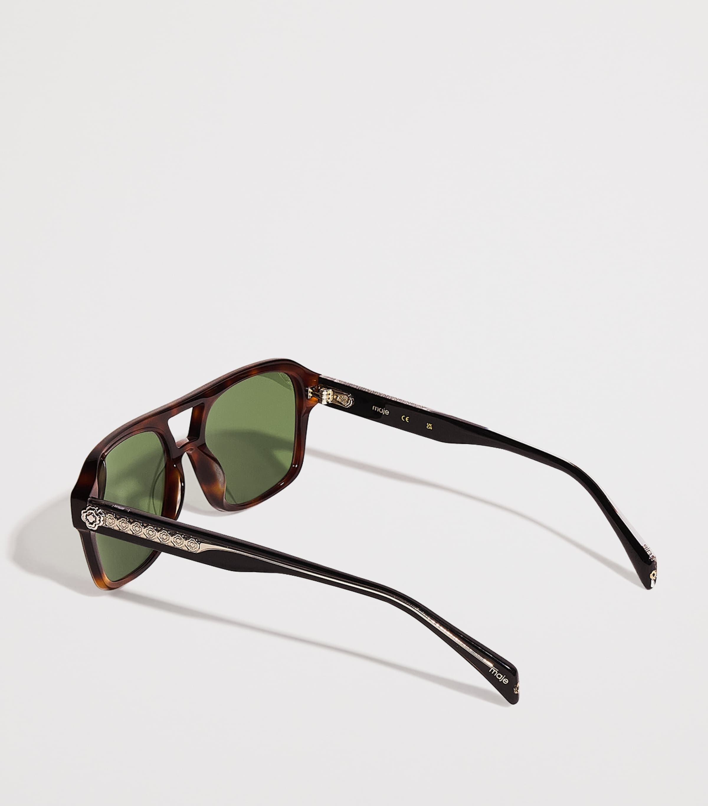 Acetate Square Aviator Sunglasses BLACK Image 3