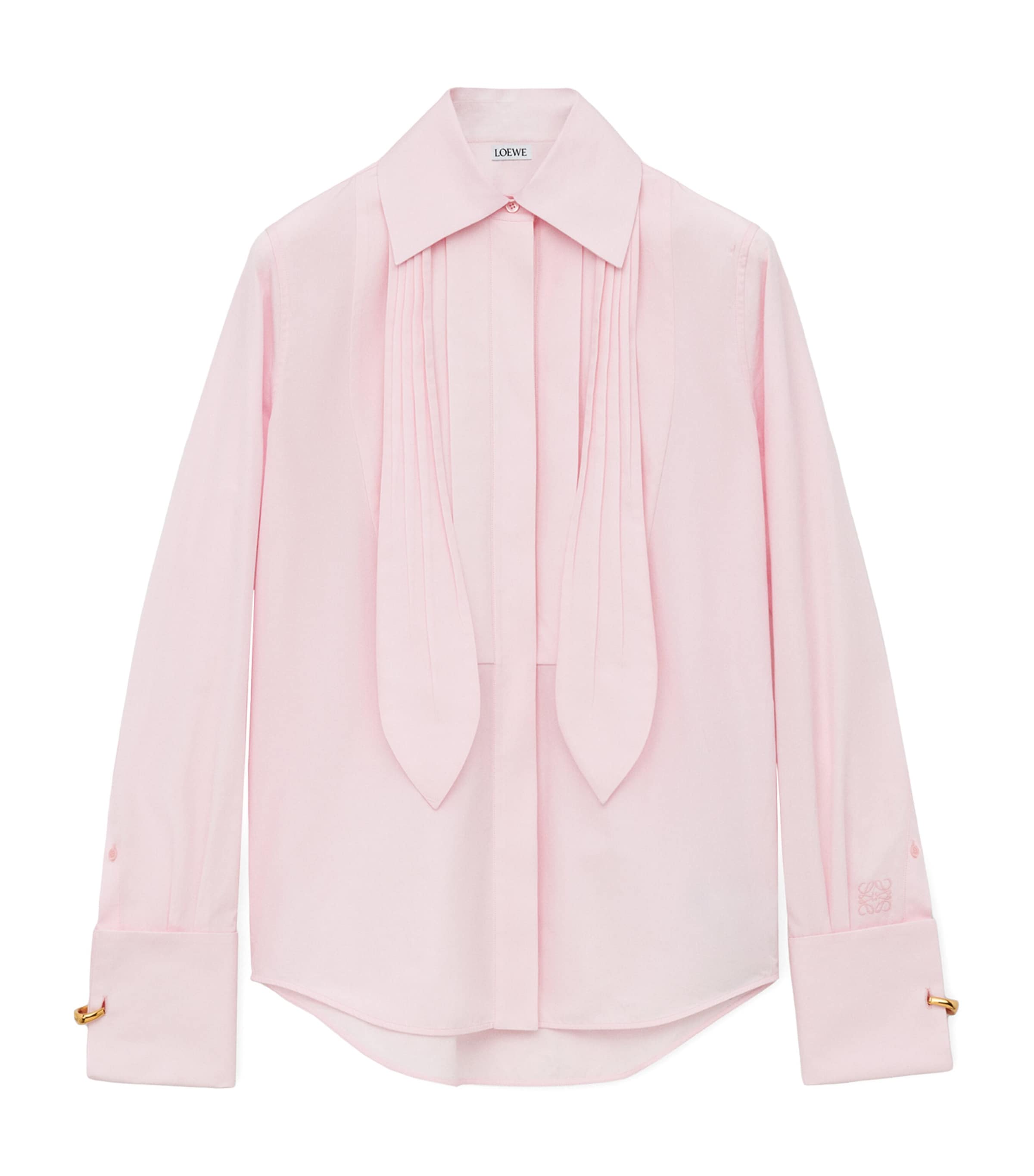 Loewe Womens Long-sleeve Intergrated-tie Cotton-poplin Shirt Pink In Pink