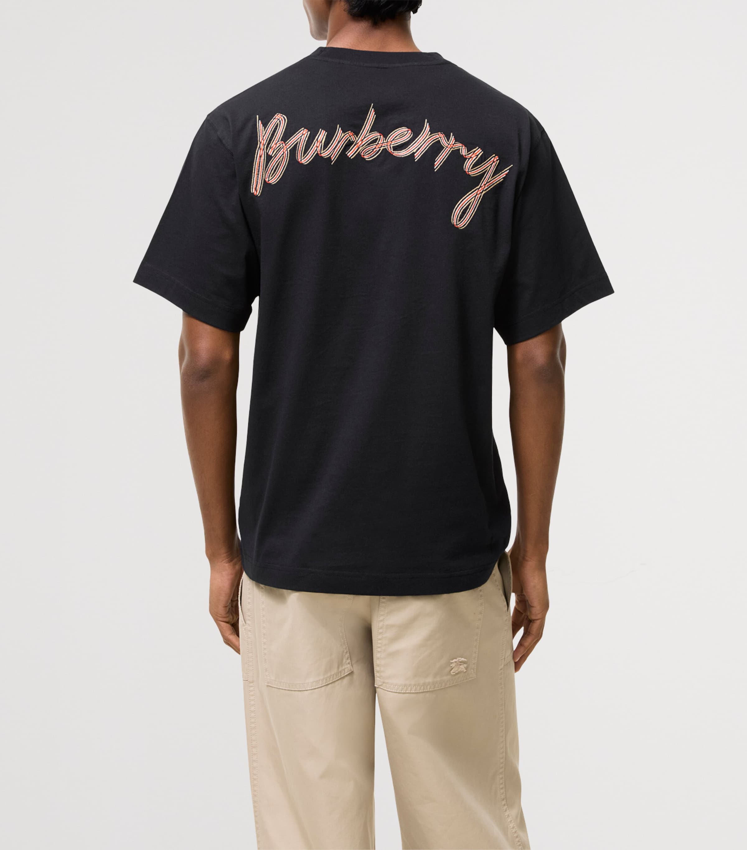 Burberry Mens Cotton Embroidered Logo T-Shirt Black Image 3