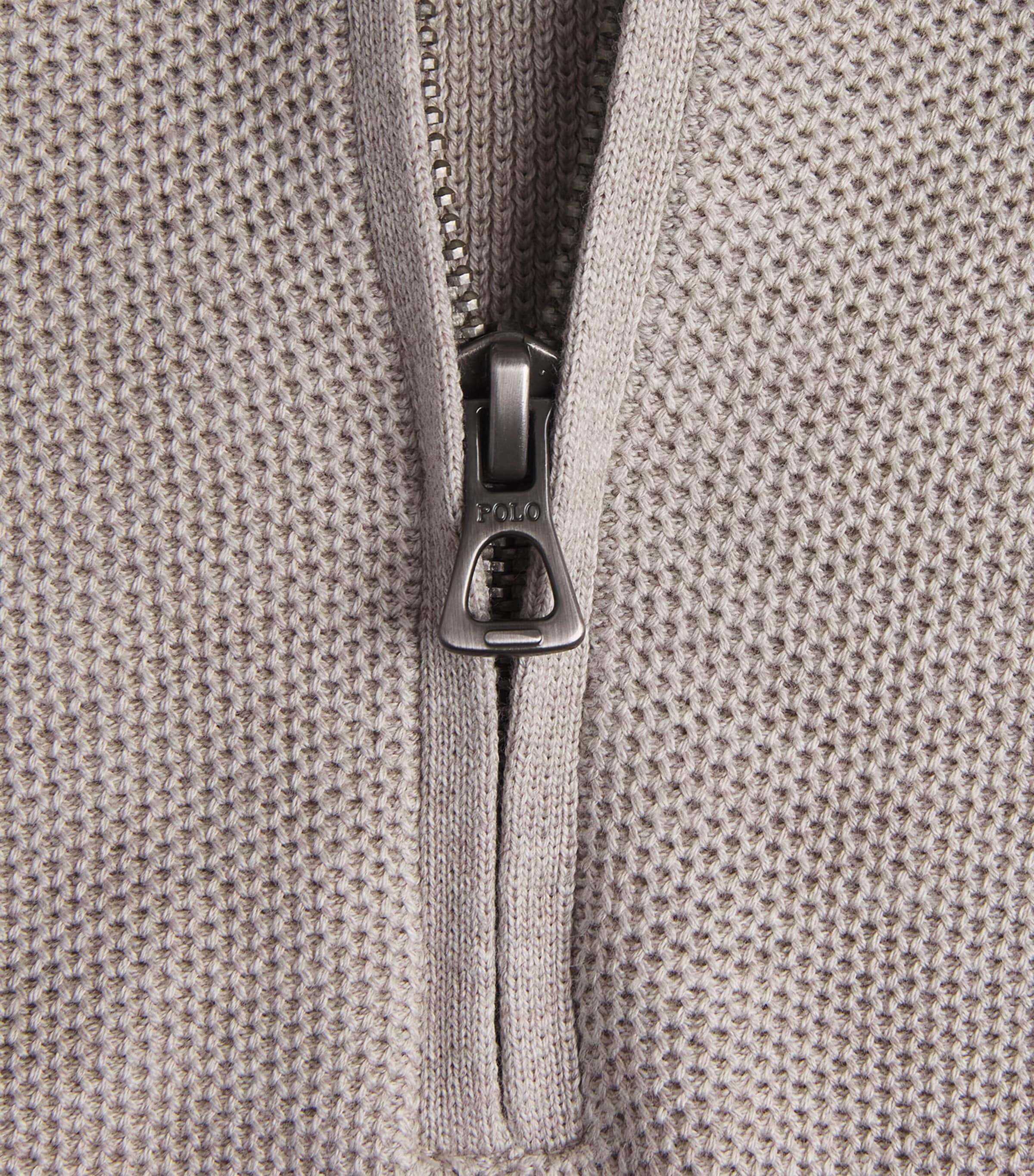 Polo Ralph Lauren Mens Cotton Half-Zip Sweater Light Wlnut Brn Hthr Image 6