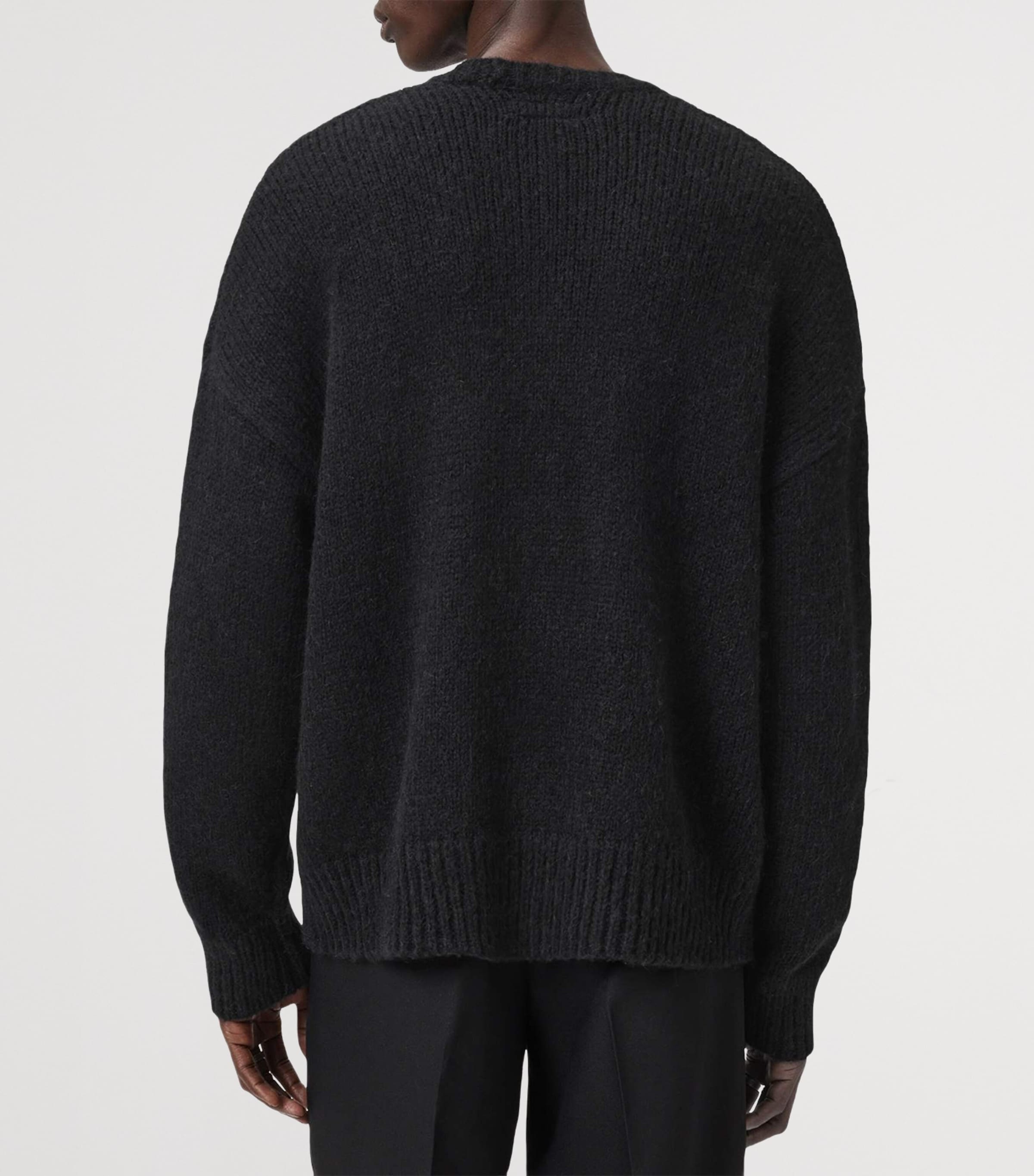 Organic Cotton-Blend Stokes Logo Sweater BLACK/ECRU WHITE Image 6