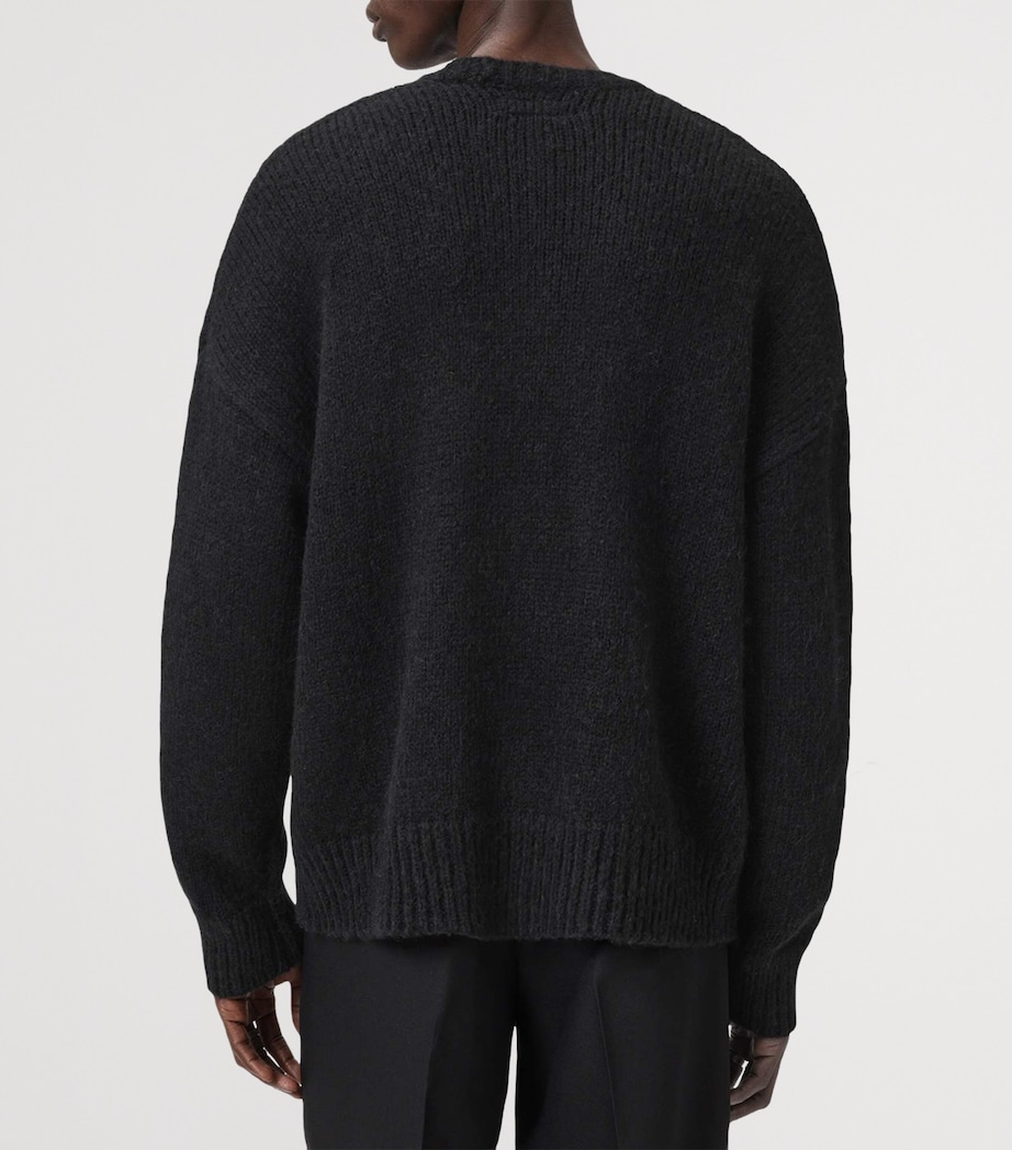 Organic Cotton-Blend Stokes Logo Sweater BLACK/ECRU WHITE Image 6