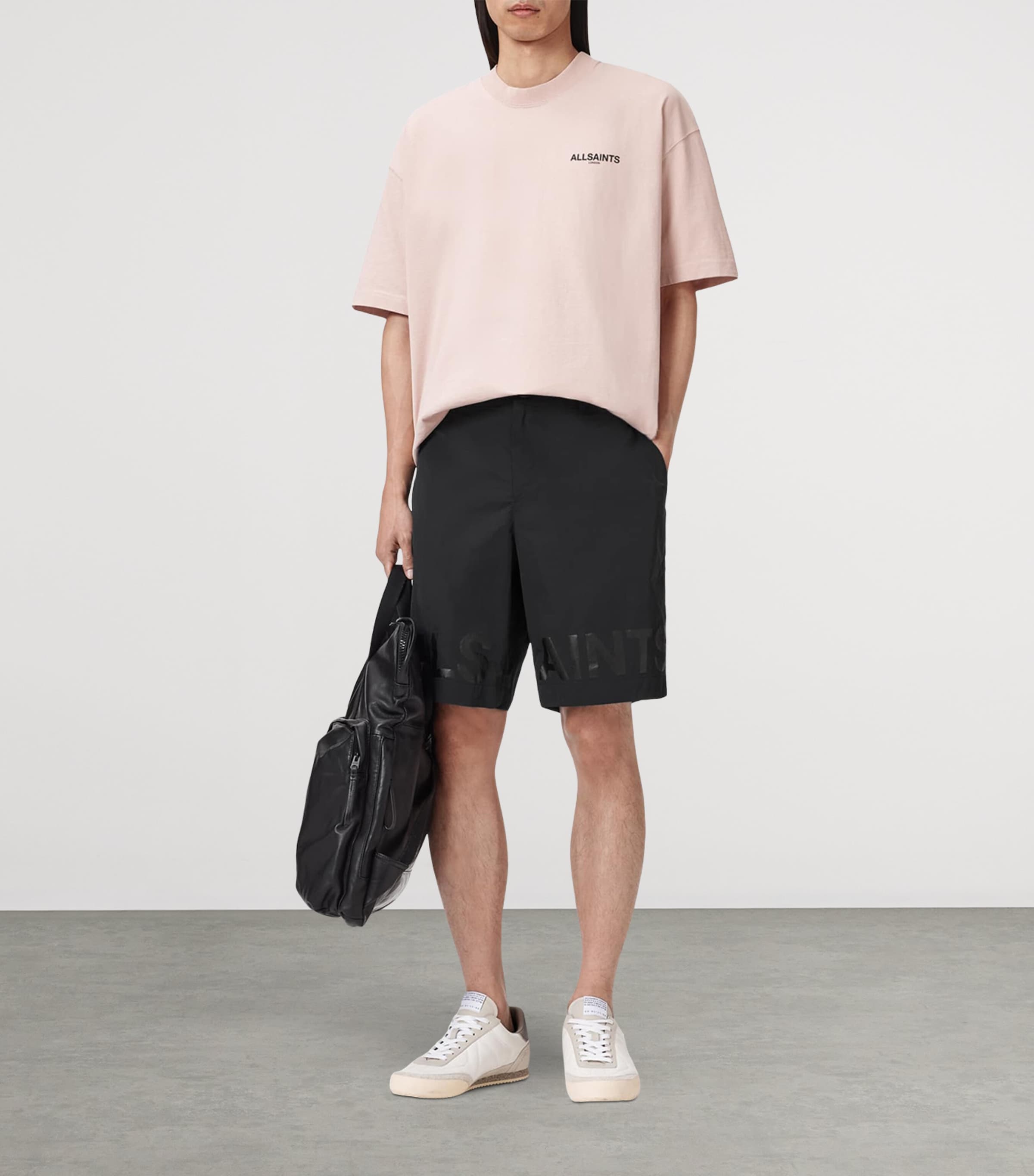AllSaints Mens Logo Nexus Shorts Black Image 2