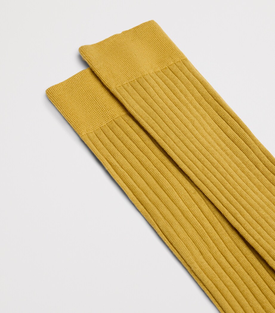 Dunhill Mens Cashmere-Mulberry Silk Ribbed Socks Image 2