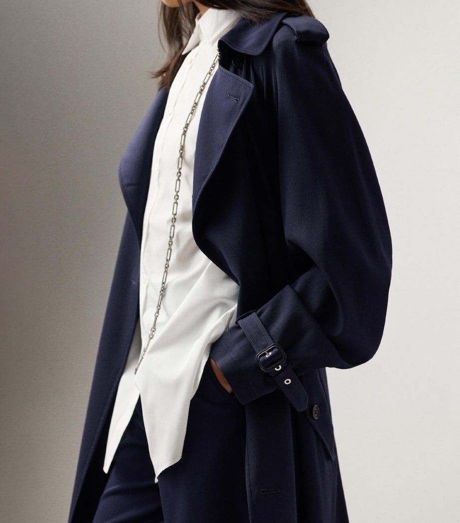 Wool-Blend Alecia Trench Coat NAVY-410 Image 6