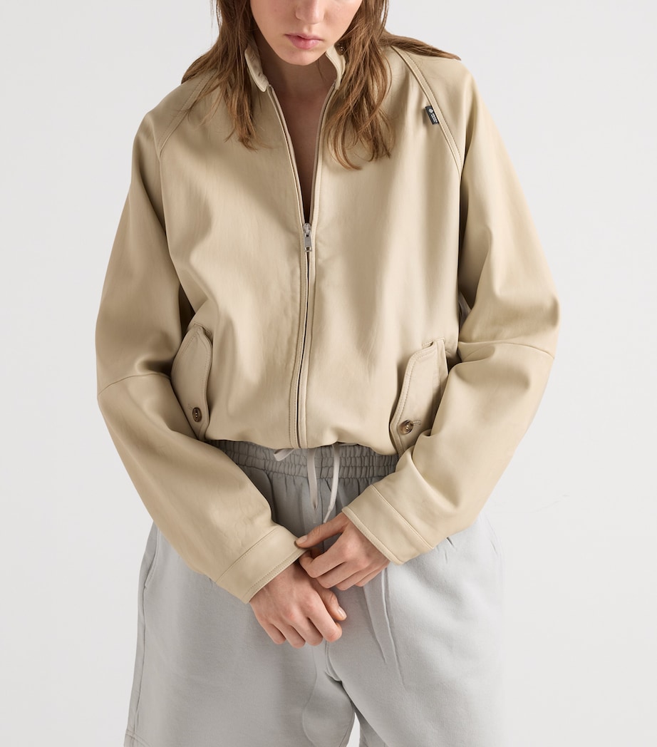 Prada Womens Nappa Leather Blouson Jacket Neutral Image 4