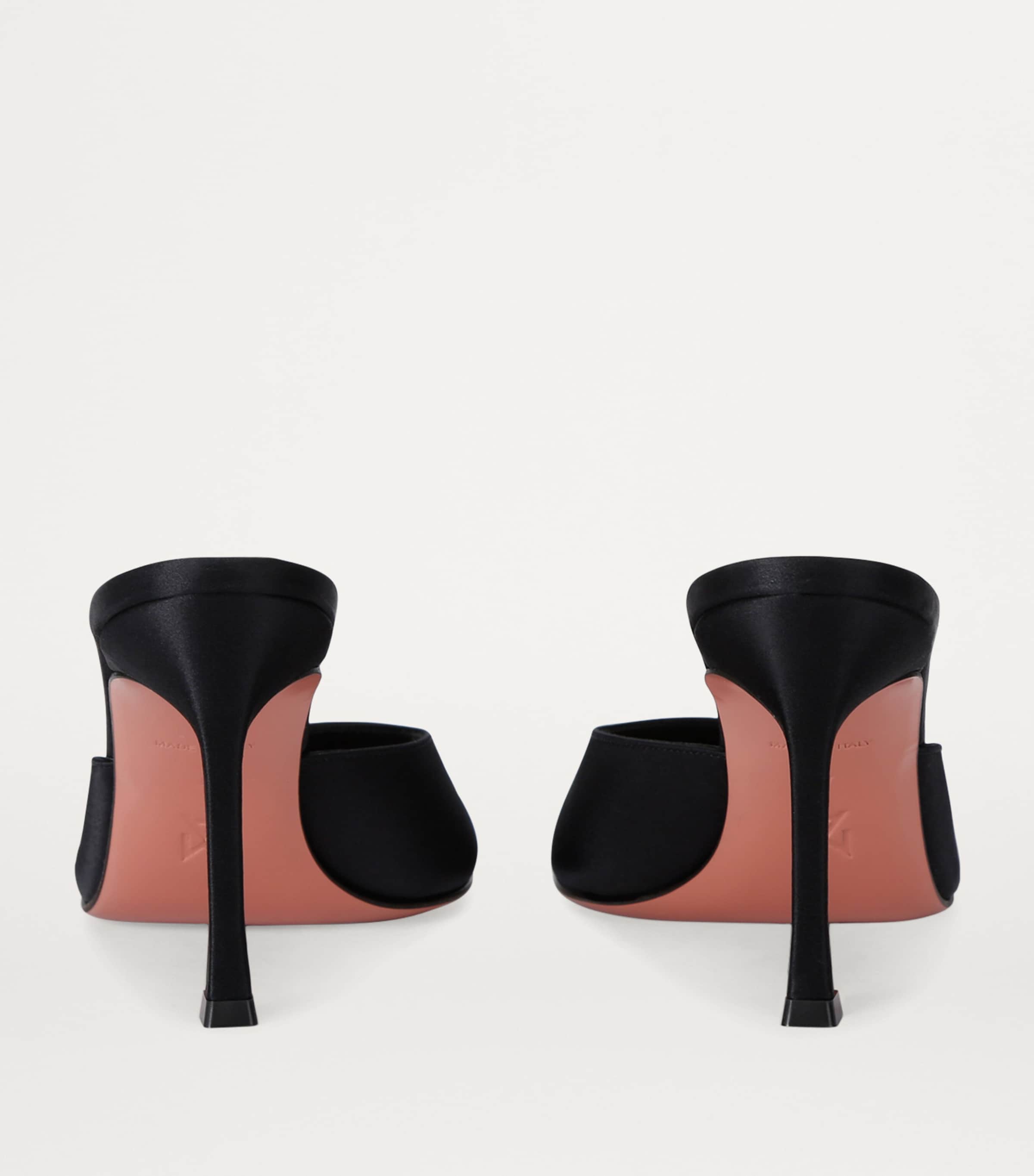 Amina Muaddi Satin Alexa Mules 90 Black Image 3