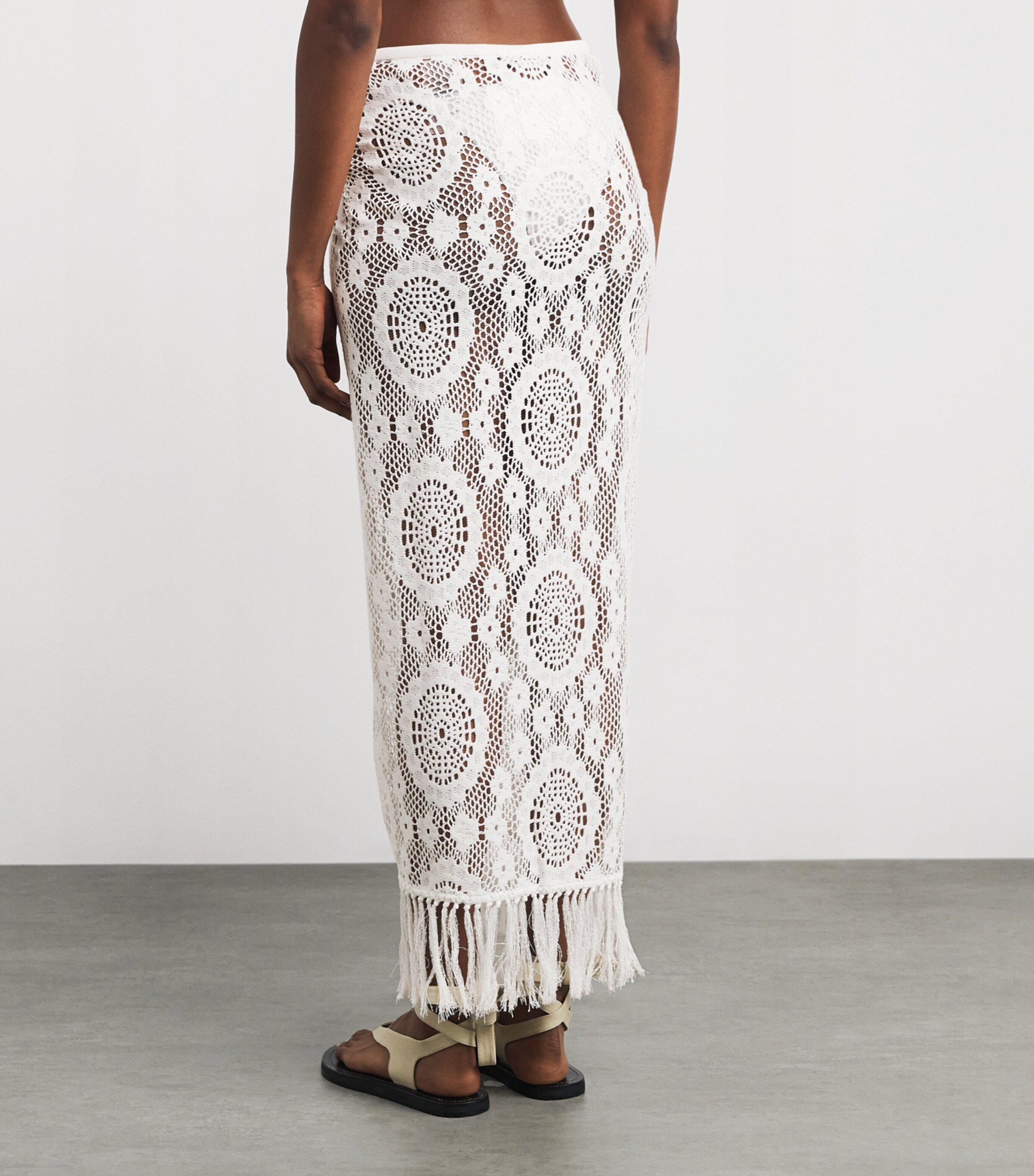 Crochet Fringed Pareo WHITE Image 4