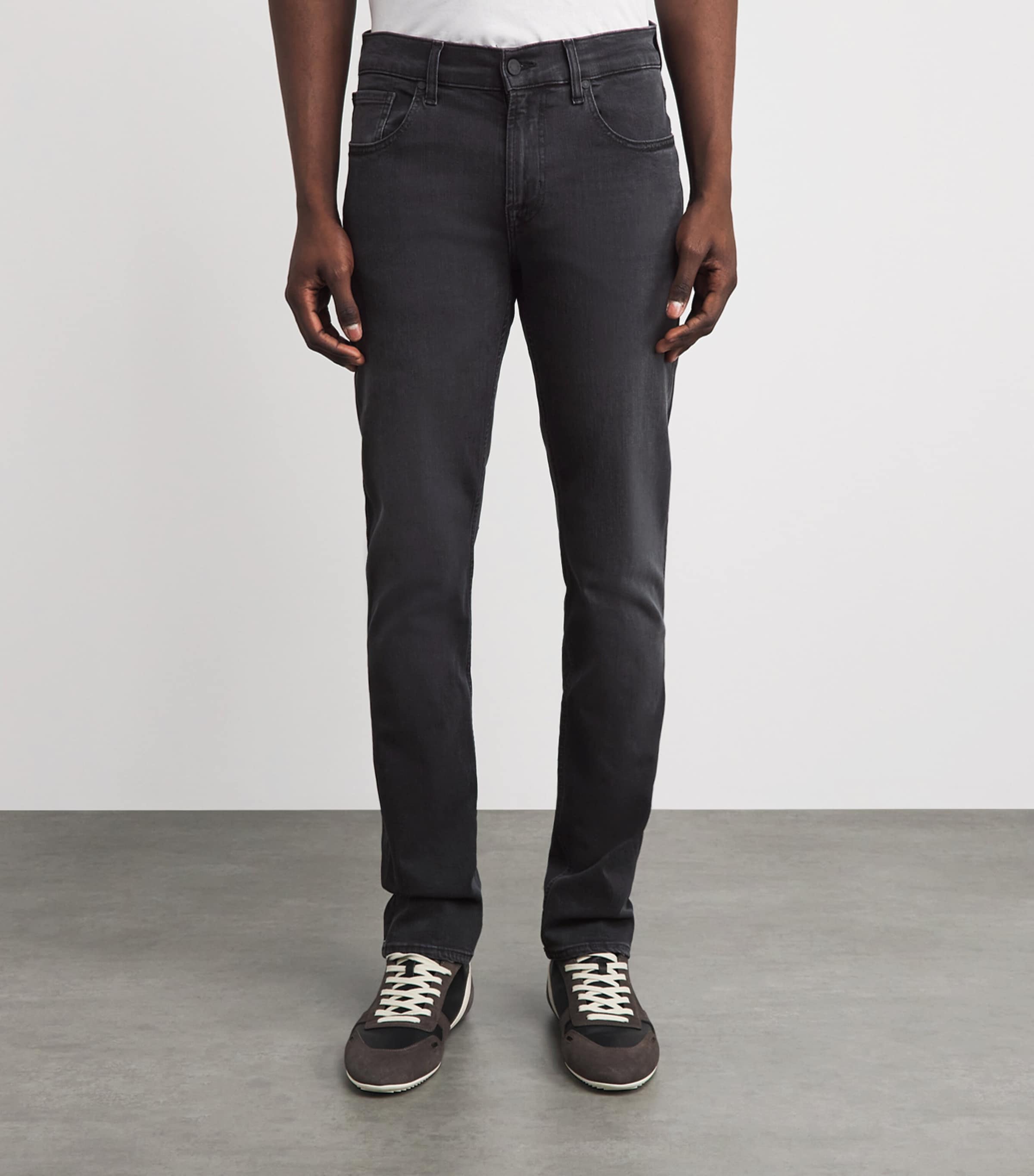 7 For All Mankind Mens Slimmy Lux Performance Plus Jeans Washed Black Image 4