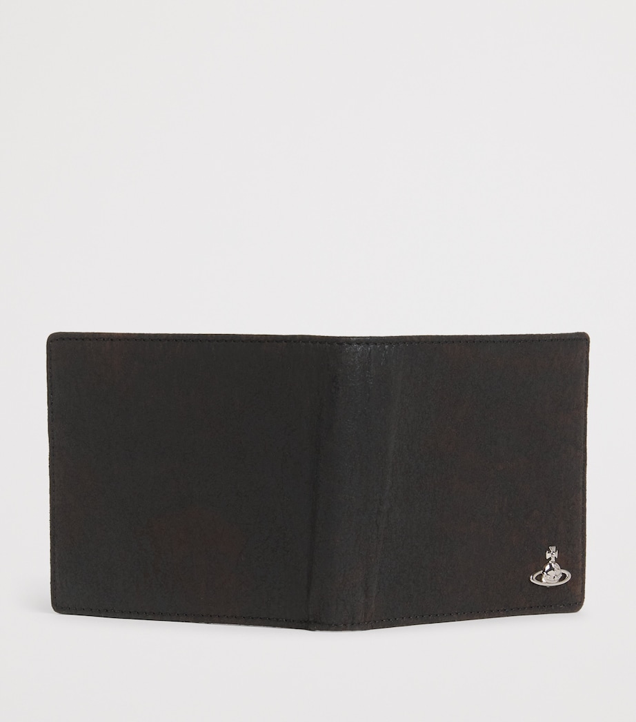 Leather Logo Bifold Wallet D402 DARK BROWN Image 3