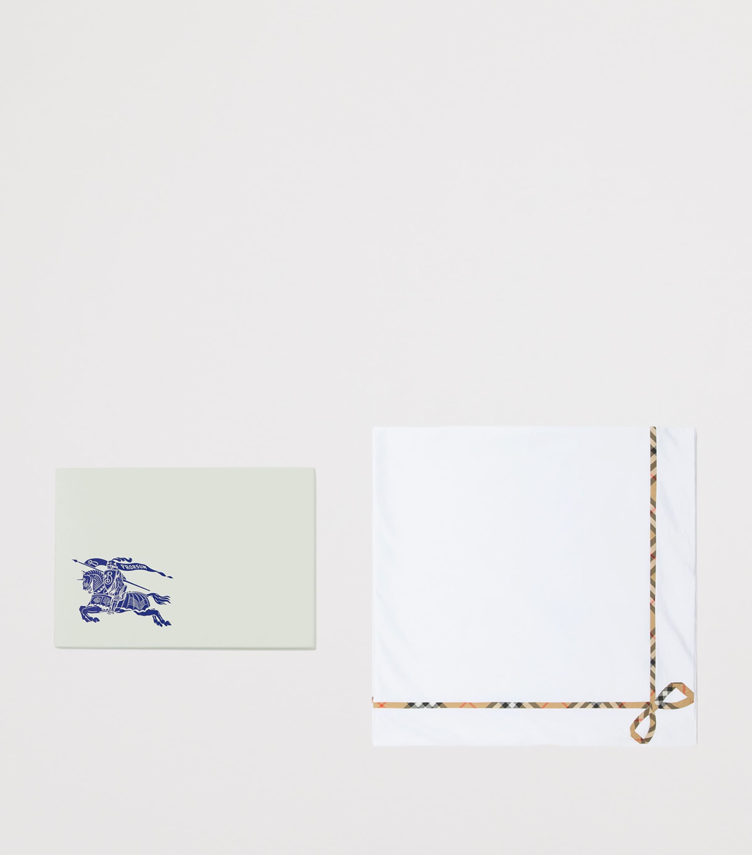 Cotton Check-Trim Blanket (100cm x 100cm) WHITE Image 3