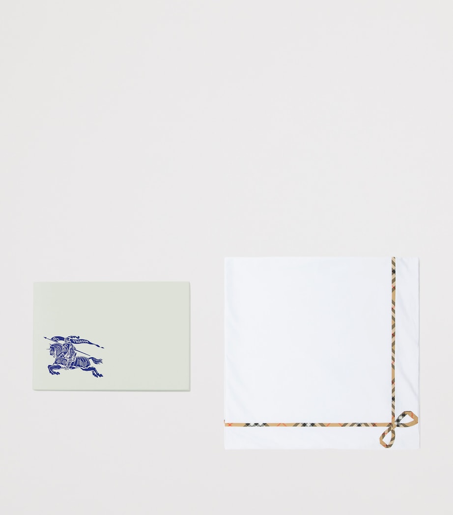 Cotton Check-Trim Blanket (100cm x 100cm) WHITE Image 3