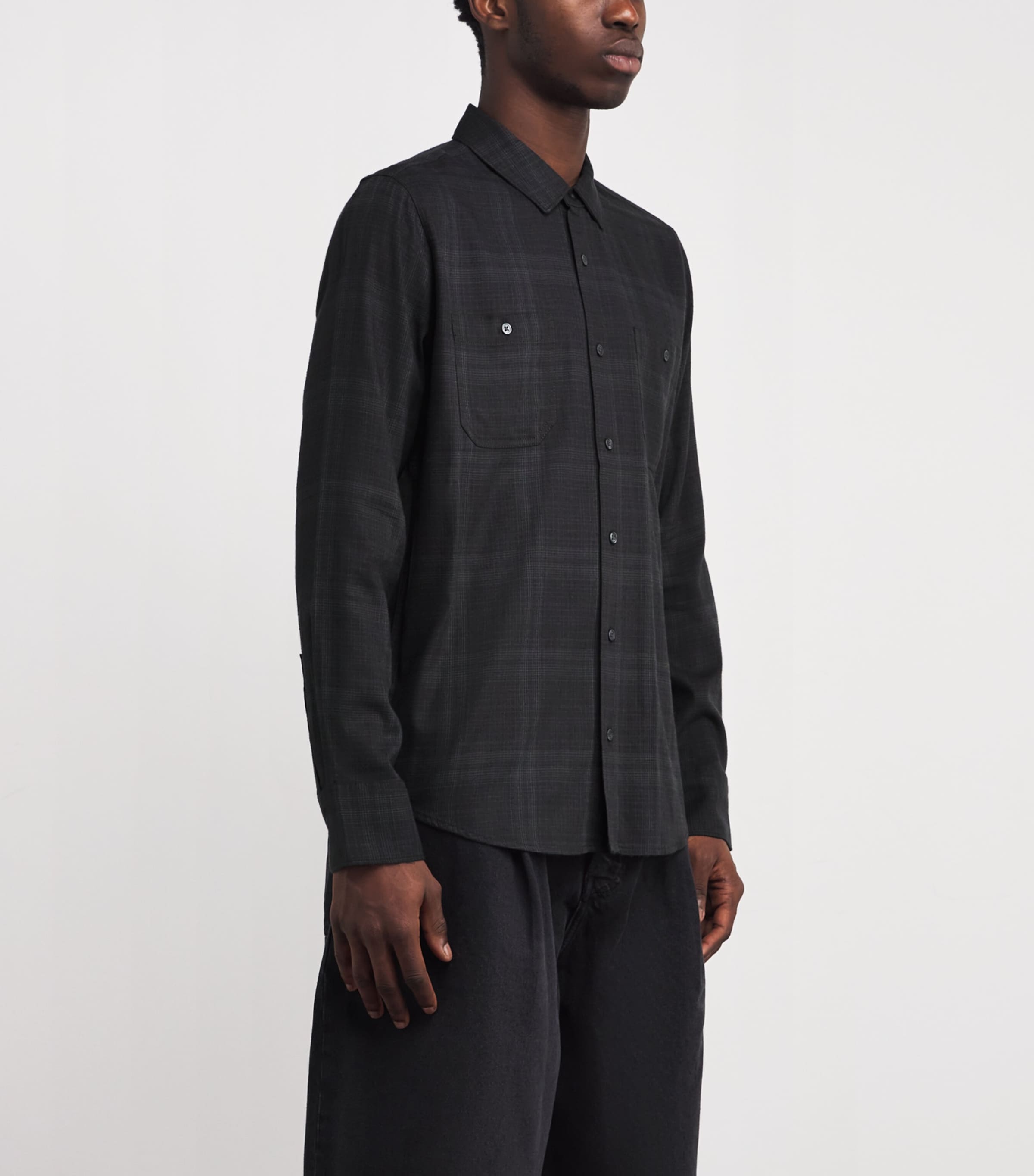 Cotton-Blend Check Everett Shirt BLCK CHRCL PLAID Image 3
