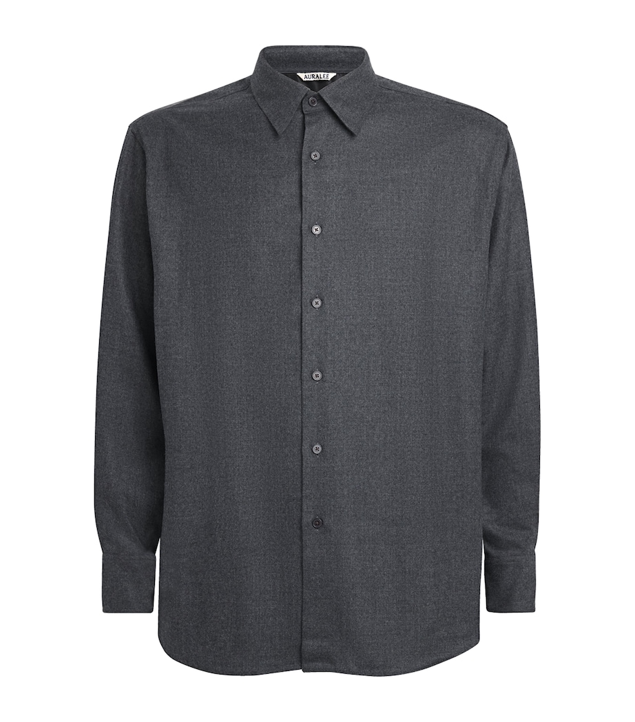 Auralee Mens Wool Flannel Shirt Top Charcoal Image 1