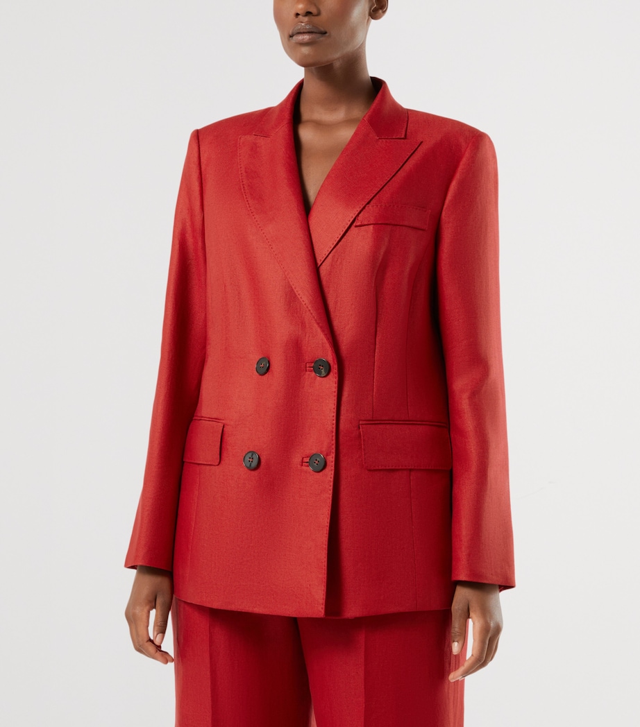 Marina Rinaldi Womens Linen Double-Breasted Blazer Cherry Image 3