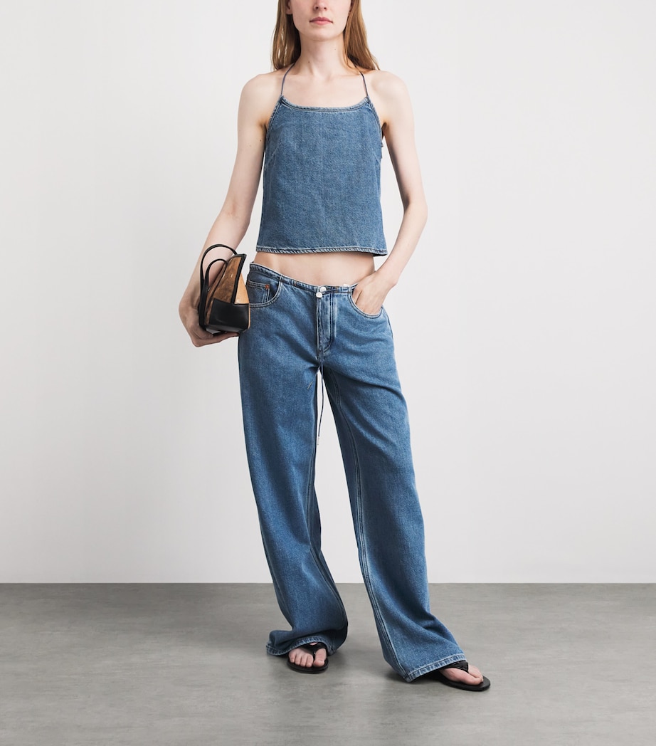 STILL HERE Womens Denim Toggle Tank Top Classic Blue Image 2