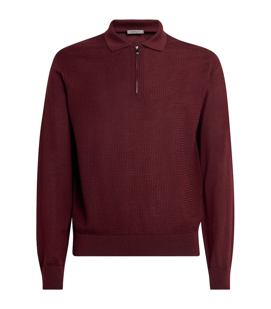 Virgin Wool Quarter-Zip Polo Sweater 041 DARK RED Image 1