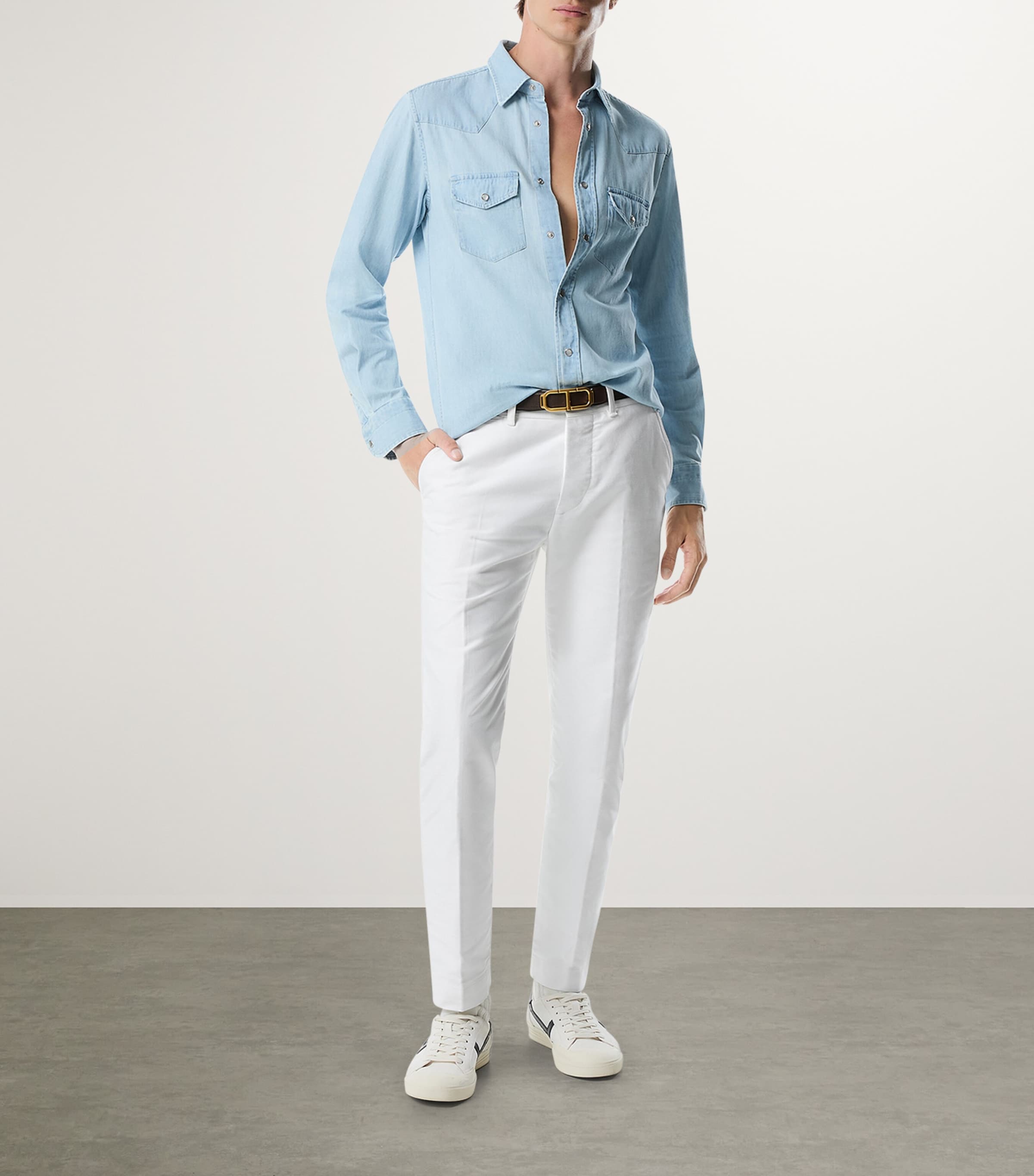 Denim Chambre Western Shirt HB215 Image 2