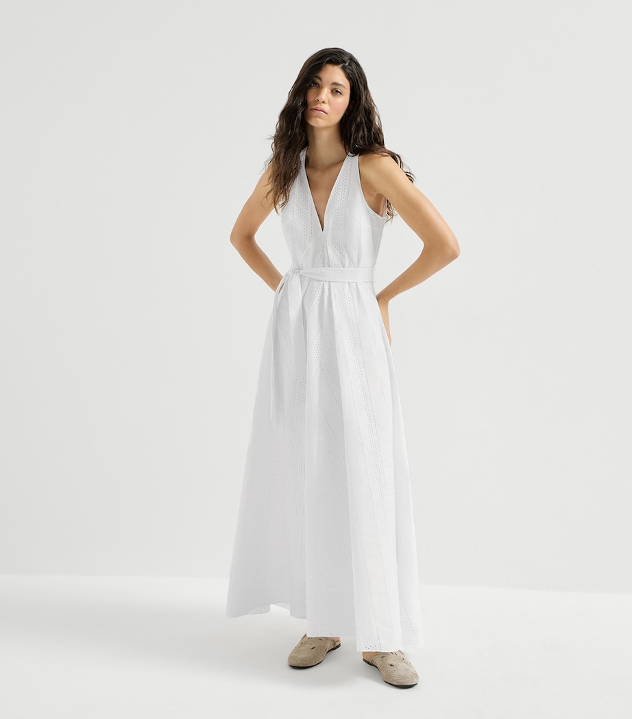 Brunello Cucinelli Womens Techno Cotton Broderie Anglaise Maxi Dress Image 3