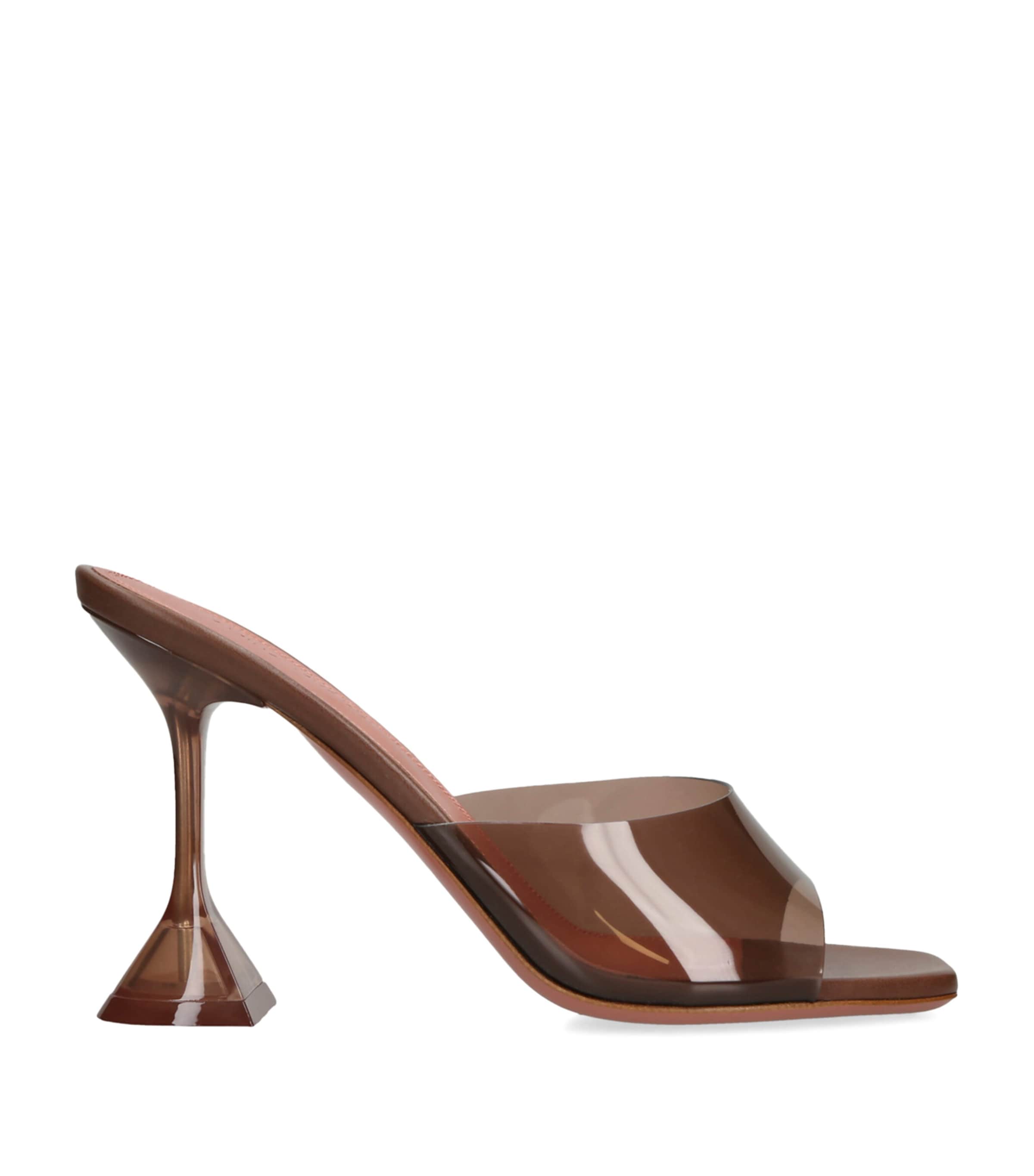 Amina Muaddi 95mm Lupita Glass Mules In Brown