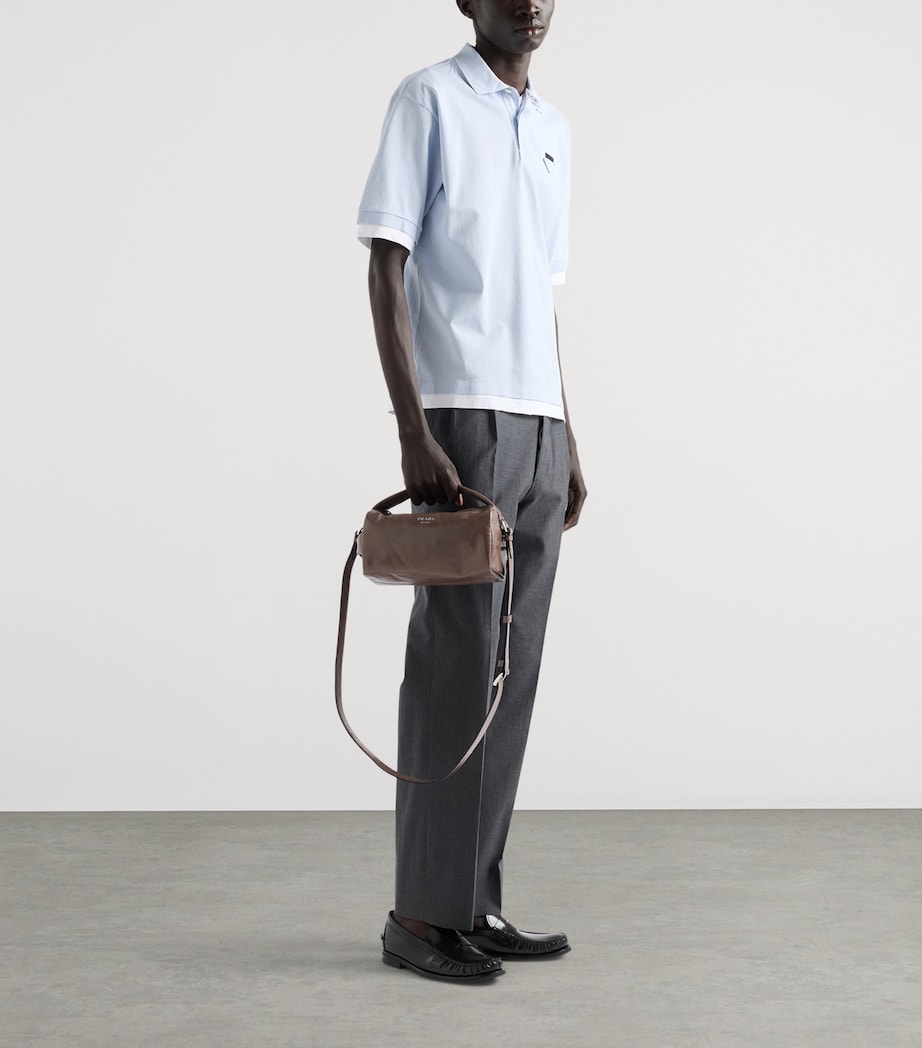 Prada Leather Shoulder Bag Grey Image 3