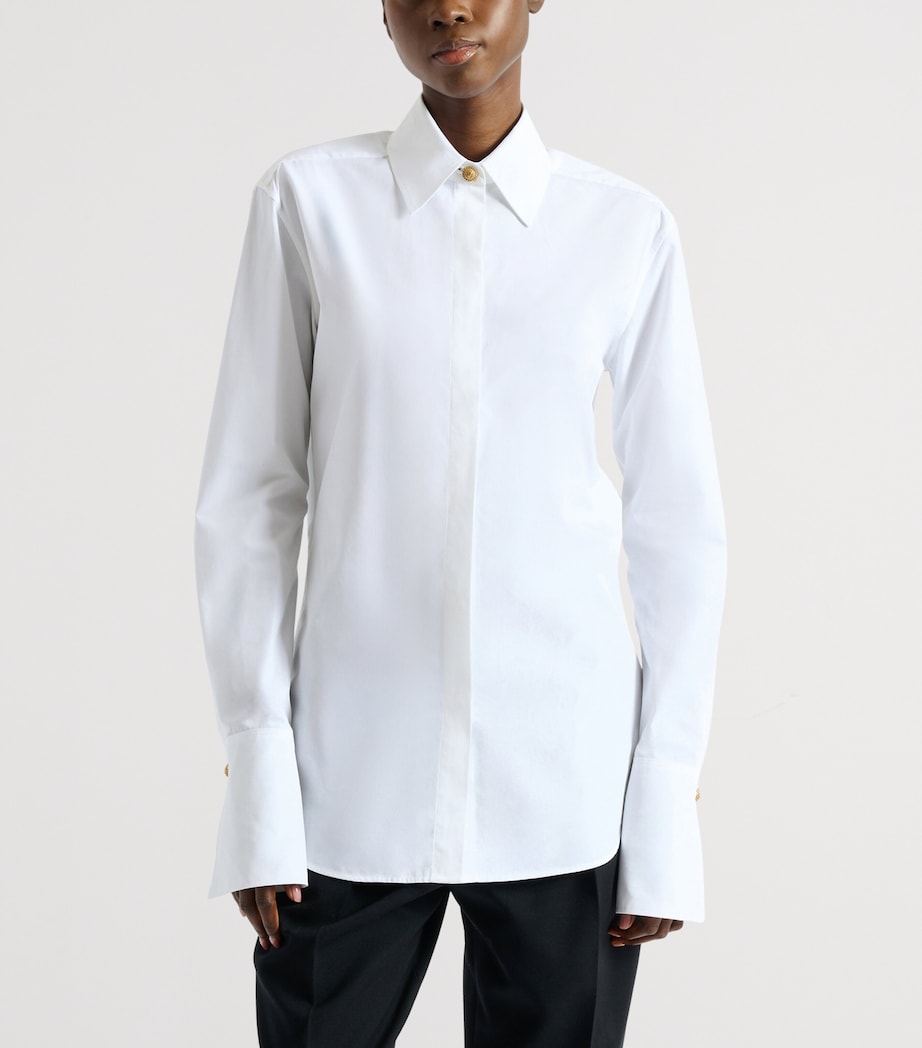 Balmain Womens Cotton Poplin Shirt Blanc Optique Image 4